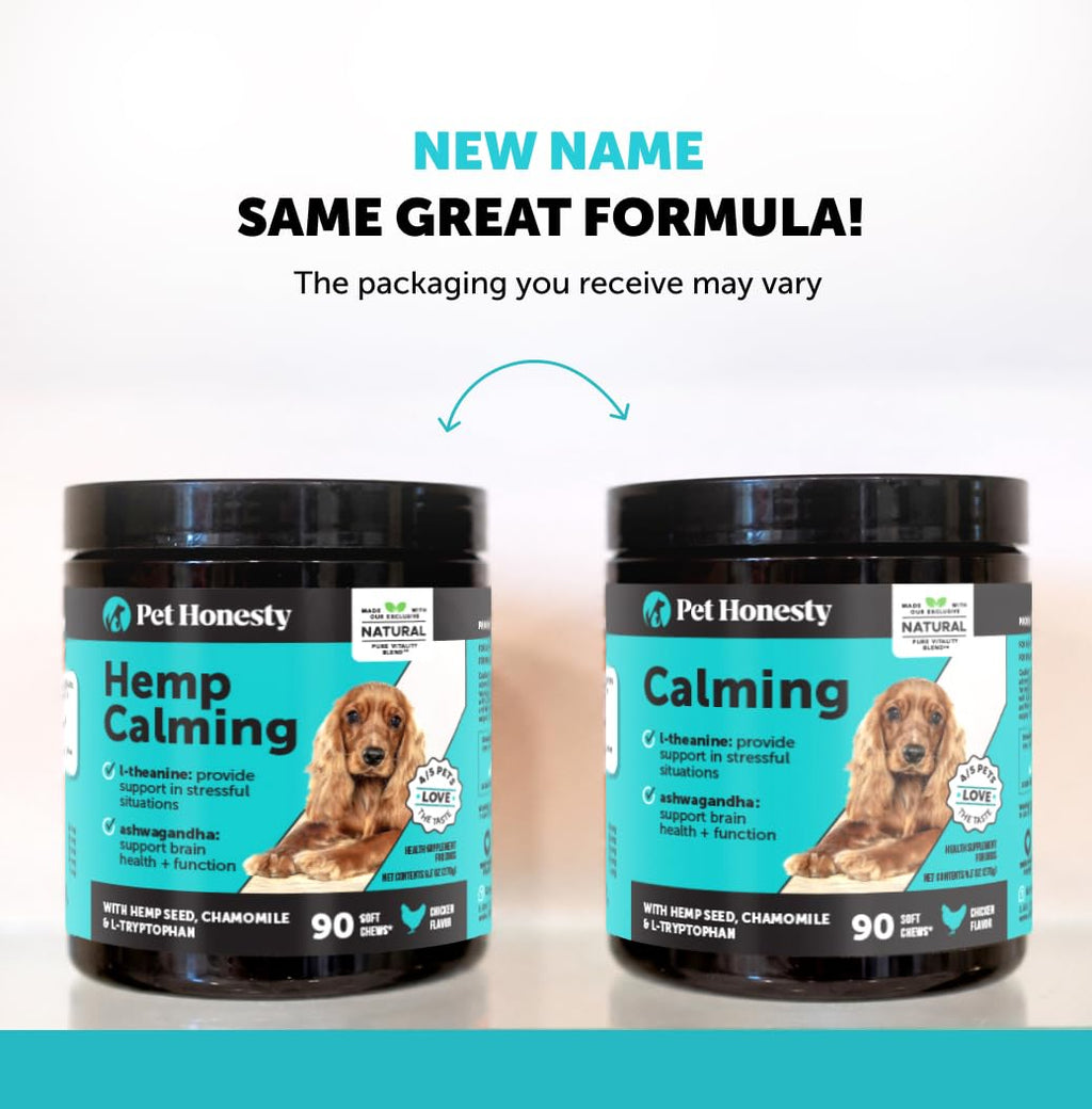 Natural Hemp Dog Calming Chews for Occasional Anxiousness & Stress - Calming Treats for Thunderstorms, Fireworks, Separation & Travel - with Ashwagandha, L-Theanine, Valerian Root (Chicken, 90 Ct)
