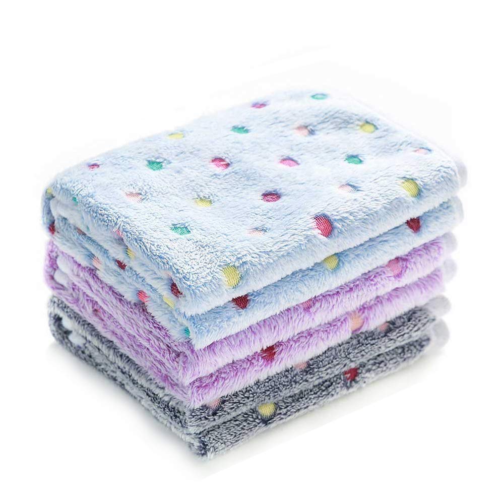 1 Pack 3 Blankets Super Soft Cute Dot Pattern Pet Blanket Flannel Throw for Dog Puppy Cat - Snuggle Blanket - Beige/Brown/Pink Small