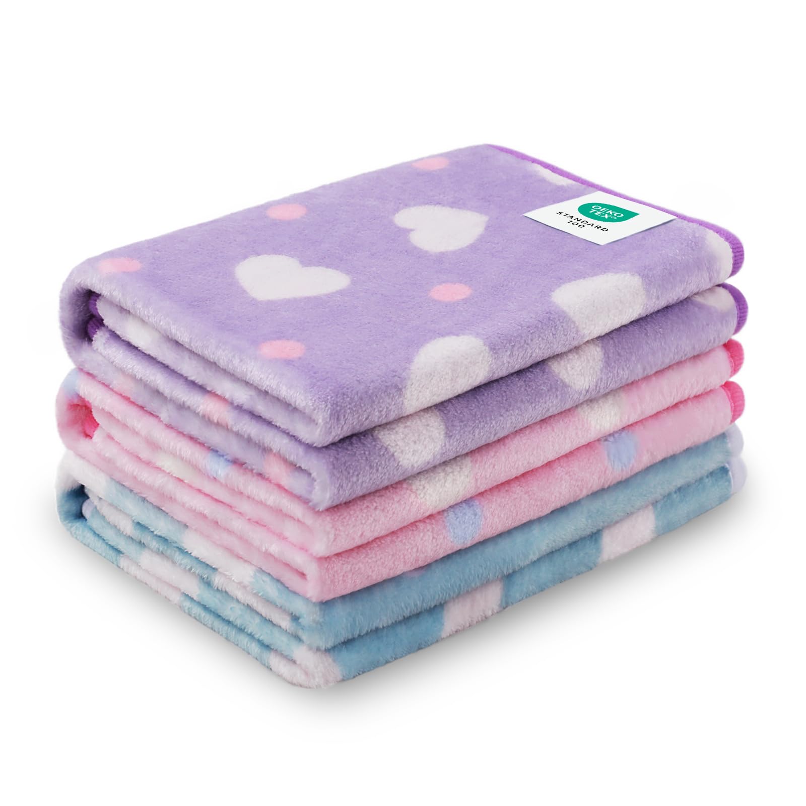 1 Pack 3 Blankets Super Soft Cute Dot Pattern Pet Blanket Flannel Throw for Dog Puppy Cat - Snuggle Blanket - Beige/Brown/Pink Small