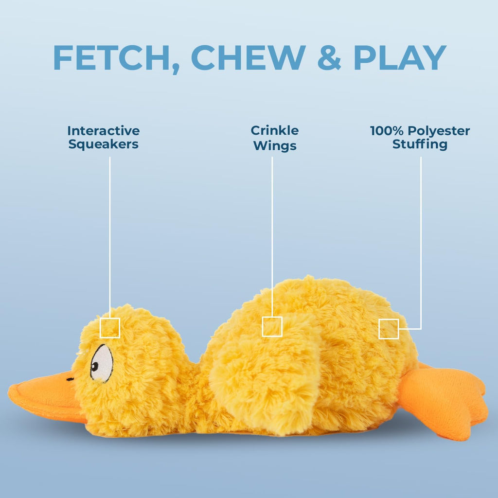 Best Pet Supplies Interactive Squeaky Dog Chew Toy, Ideal Dog Toys for Chewers, Small, Medium & Large Dogs, and Fetch Lovers - Crinkle Chicken (Brown), Large
