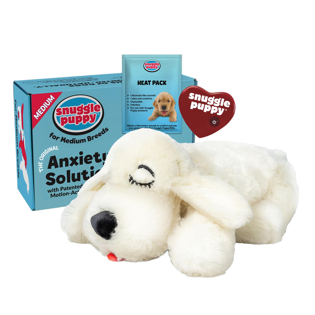 Snuggle Puppy Original Heartbeat Puppy Toy with Real-Feel Pulse & Heat Pack, Calming Sleep Aid for Puppy Anxiety, Crate Training, First Nights & New Puppy Transition - Biscuit