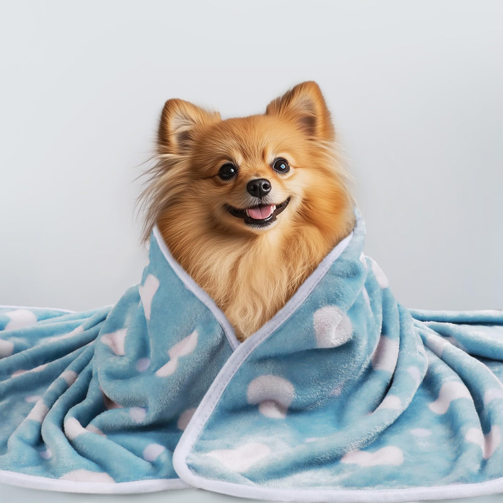 1 Pack 3 Blankets Super Soft Cute Dot Pattern Pet Blanket Flannel Throw for Dog Puppy Cat - Snuggle Blanket - Beige/Brown/Pink Small