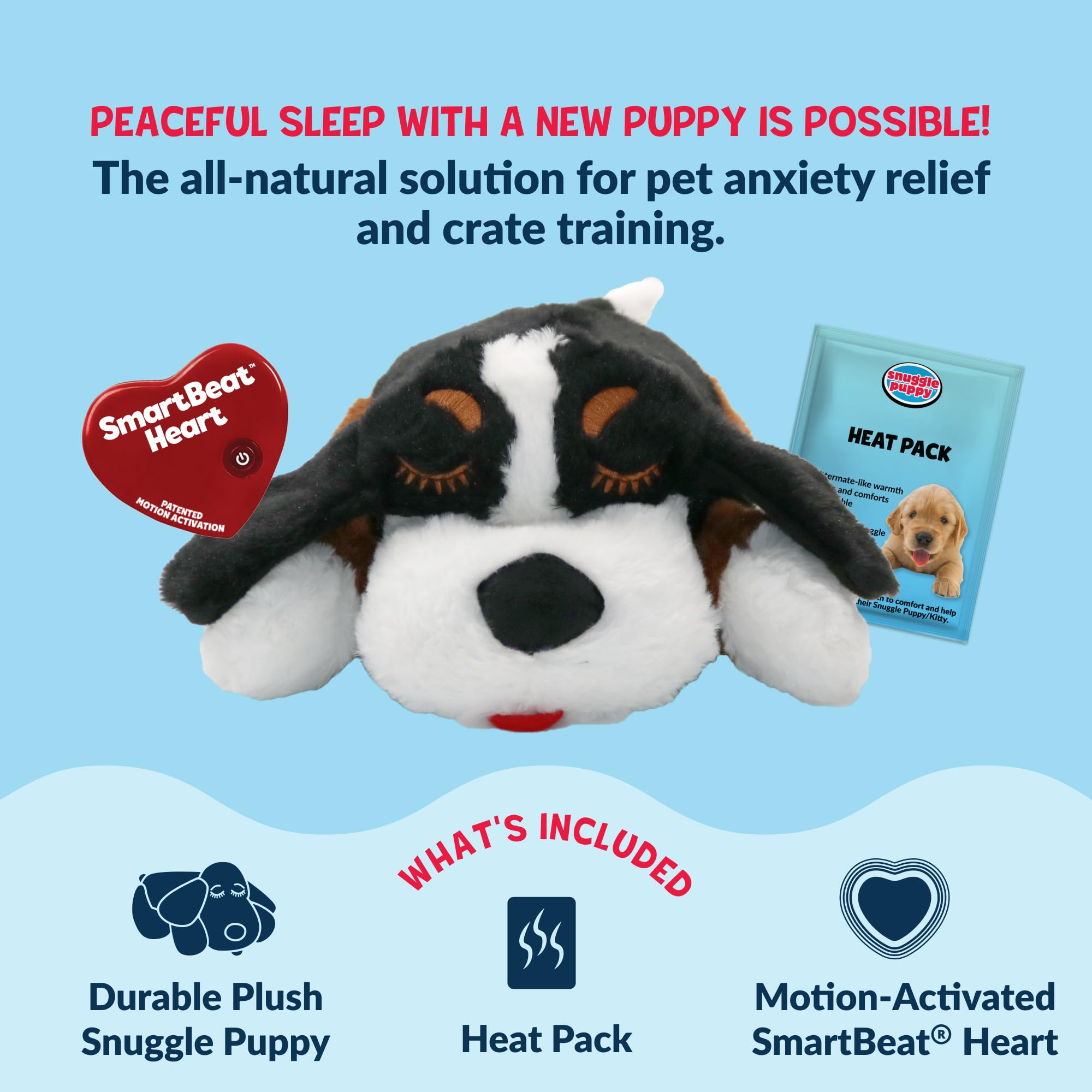 Snuggle Puppy Original Heartbeat Puppy Toy with Real-Feel Pulse & Heat Pack, Calming Sleep Aid for Puppy Anxiety, Crate Training, First Nights & New Puppy Transition - Biscuit