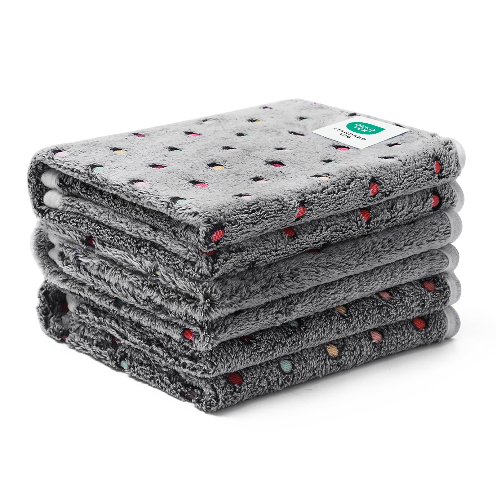 1 Pack 3 Blankets Super Soft Cute Dot Pattern Pet Blanket Flannel Throw for Dog Puppy Cat - Snuggle Blanket - Beige/Brown/Pink Small