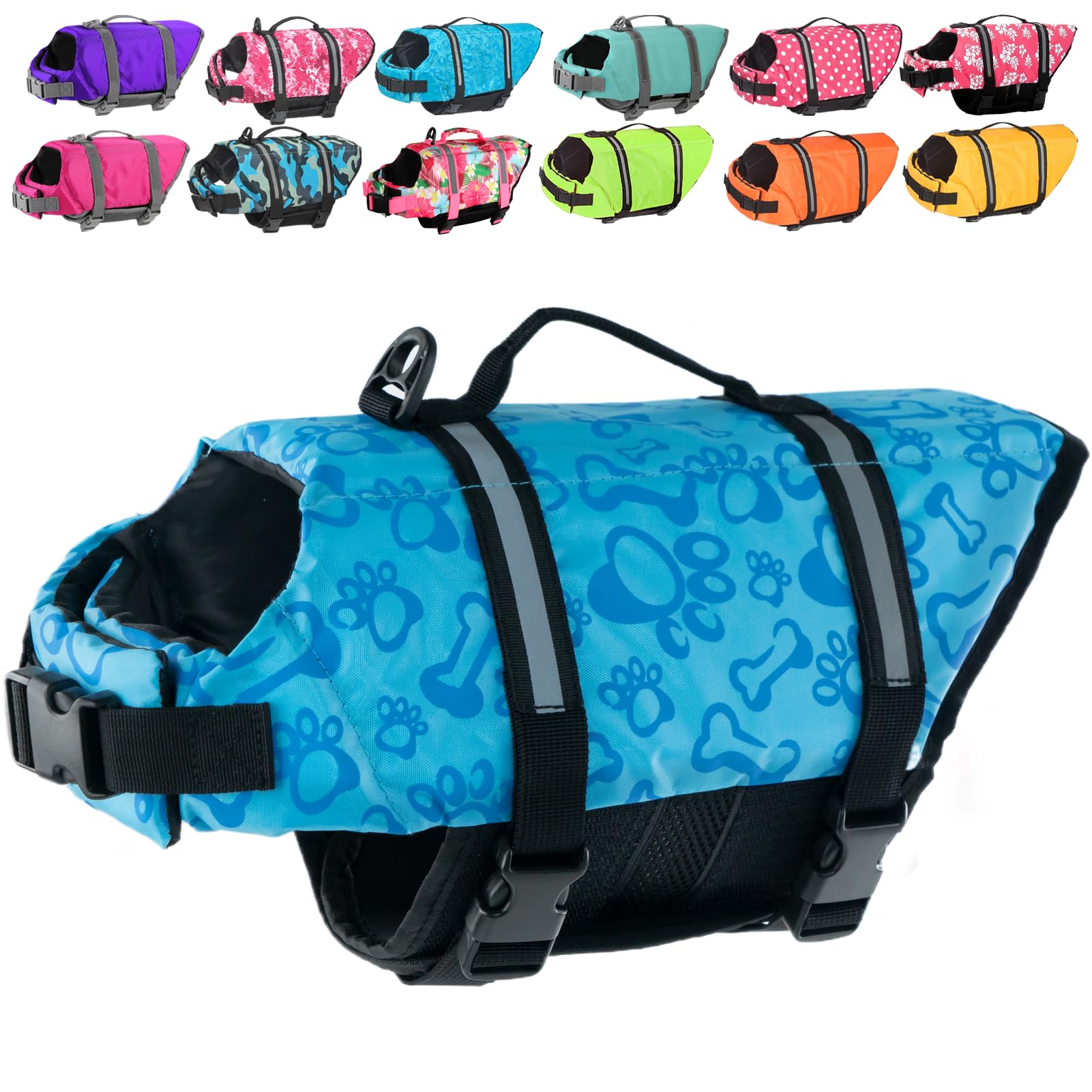 Doglay Dog Life Jacket, Dog Life Vest for Swimming Boating, Adjustable Puppy Life Jacket with Reflective Stripes, Superior Buoyancy Pet Swimming Vest for Small Medium and Large Dogs