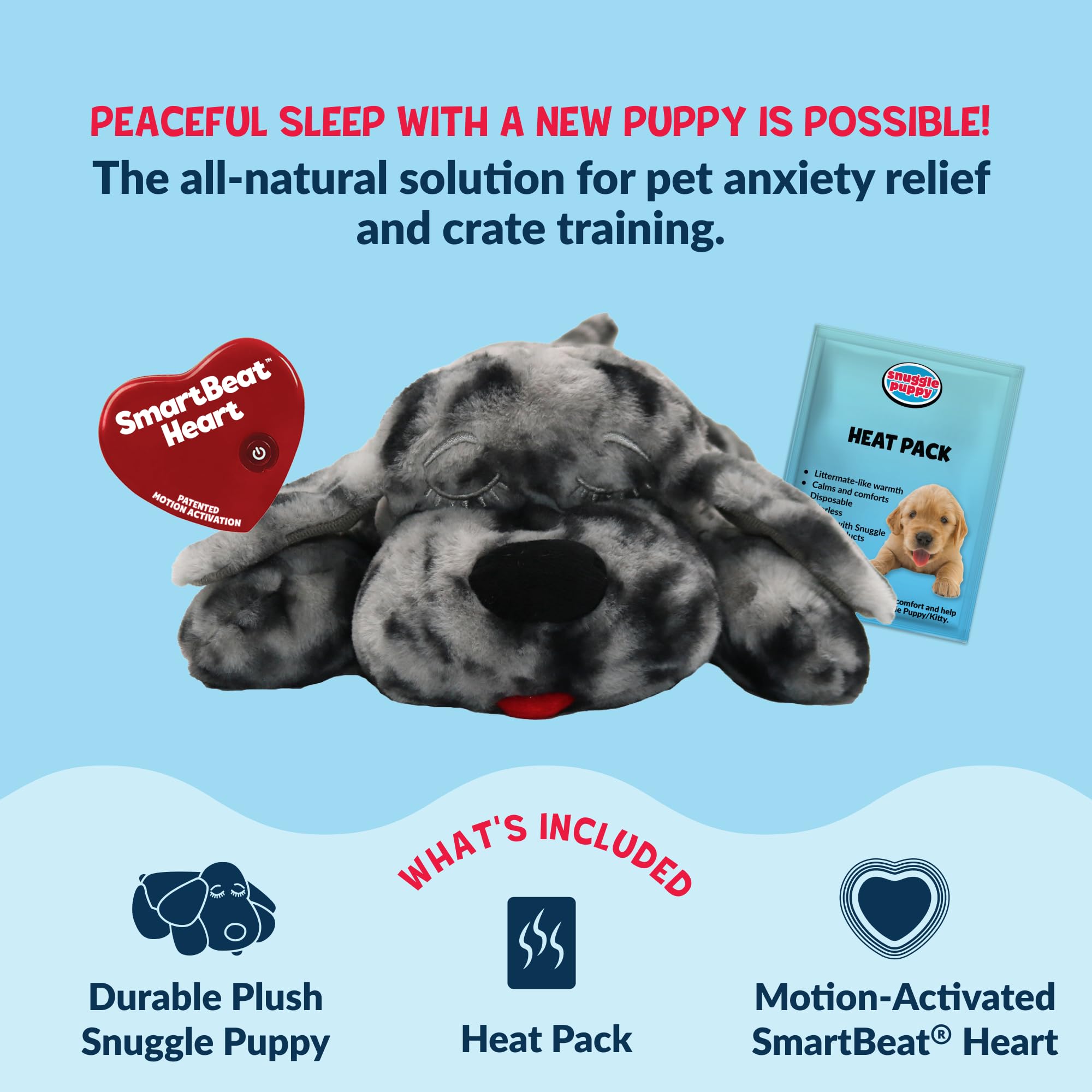 Snuggle Puppy Original Heartbeat Puppy Toy with Real-Feel Pulse & Heat Pack, Calming Sleep Aid for Puppy Anxiety, Crate Training, First Nights & New Puppy Transition - Biscuit