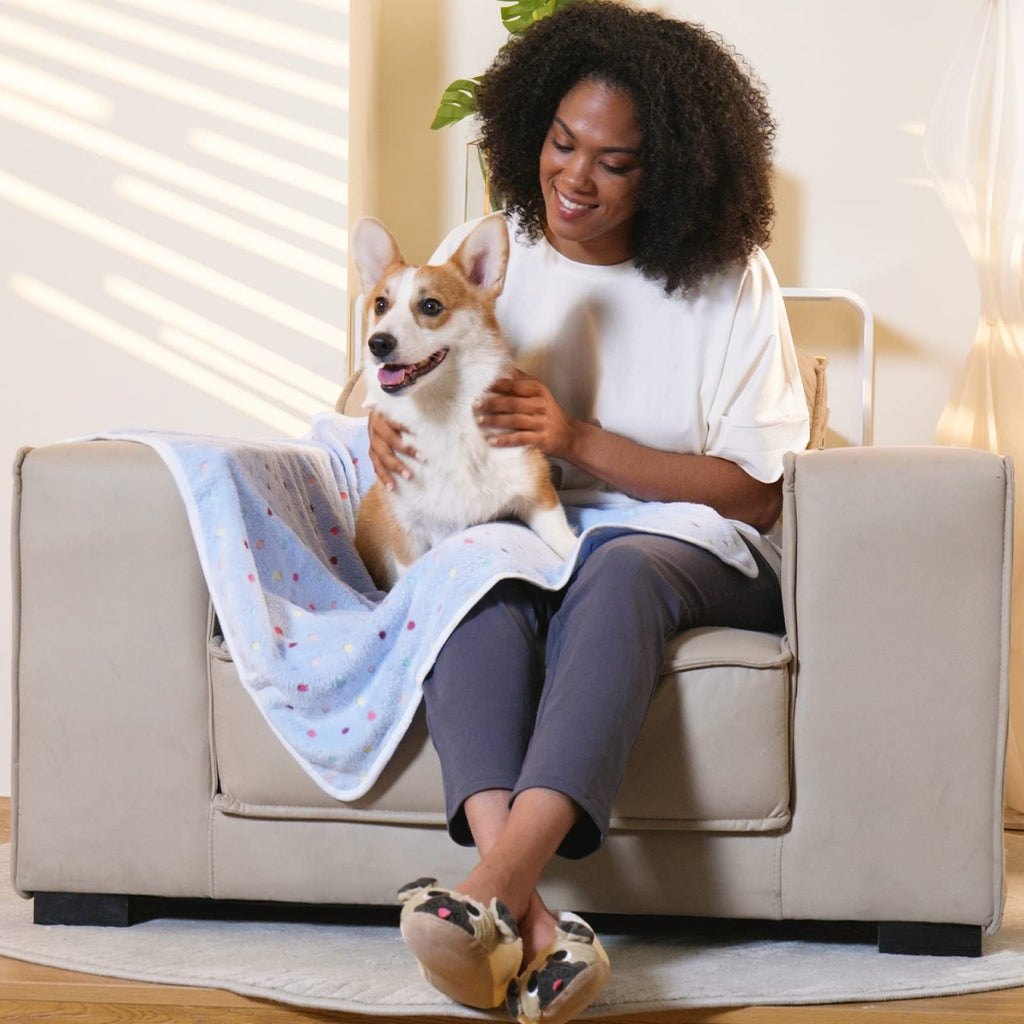 1 Pack 3 Blankets Super Soft Cute Dot Pattern Pet Blanket Flannel Throw for Dog Puppy Cat - Snuggle Blanket - Beige/Brown/Pink Small