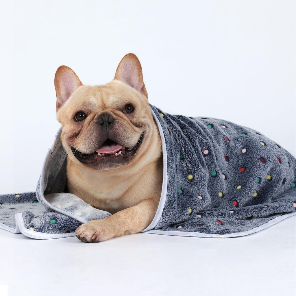 1 Pack 3 Blankets Super Soft Cute Dot Pattern Pet Blanket Flannel Throw for Dog Puppy Cat - Snuggle Blanket - Beige/Brown/Pink Small