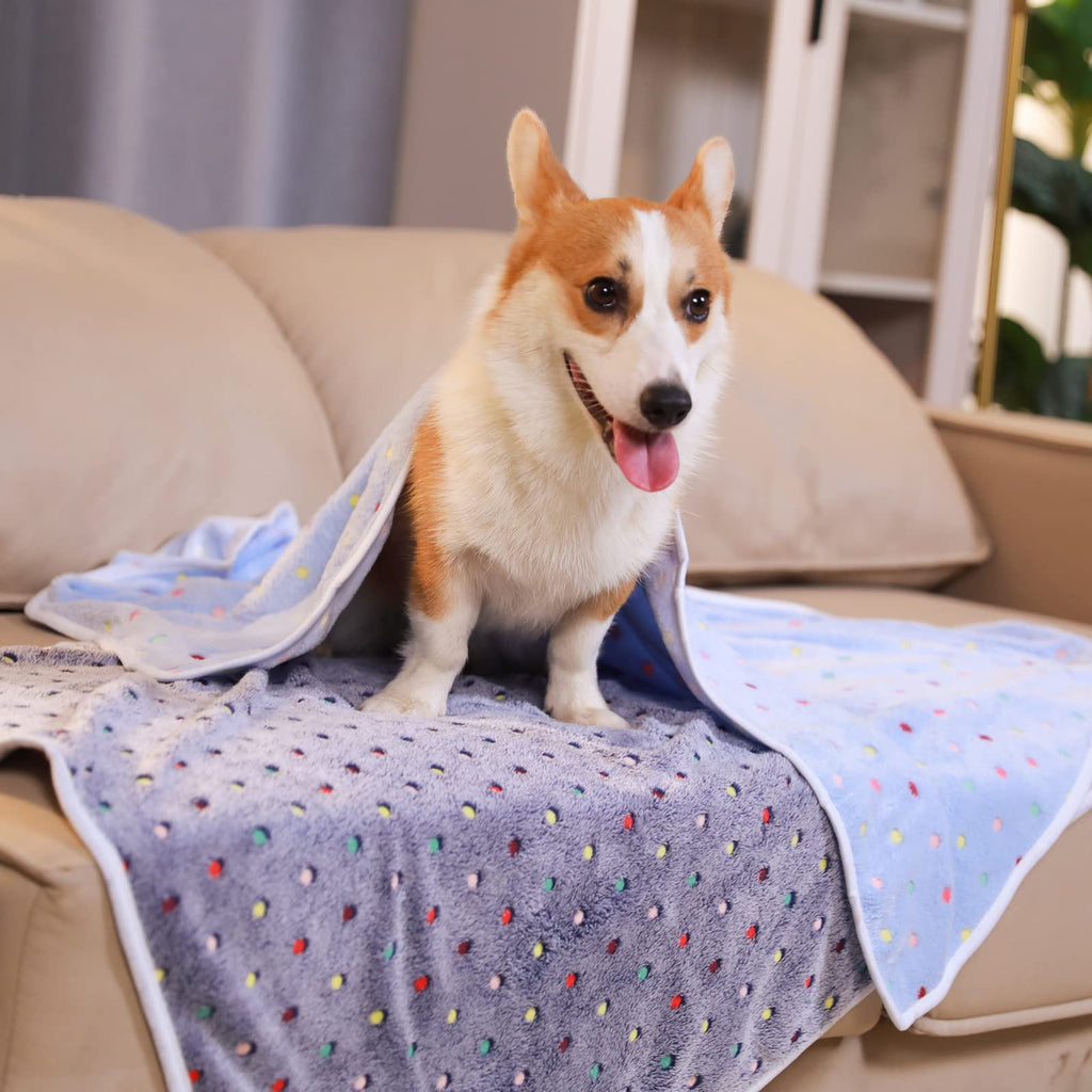 1 Pack 3 Blankets Super Soft Cute Dot Pattern Pet Blanket Flannel Throw for Dog Puppy Cat - Snuggle Blanket - Beige/Brown/Pink Small