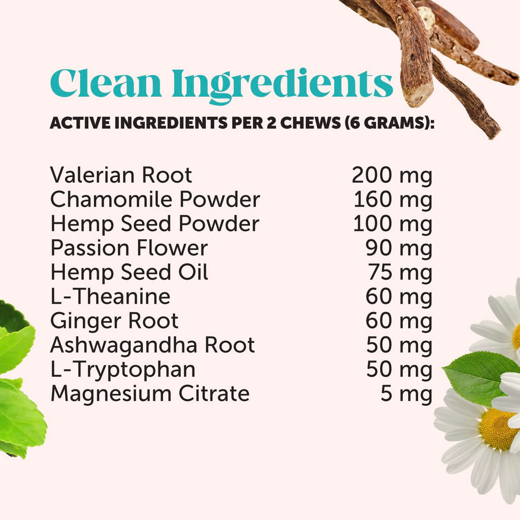 Natural Hemp Dog Calming Chews for Occasional Anxiousness & Stress - Calming Treats for Thunderstorms, Fireworks, Separation & Travel - with Ashwagandha, L-Theanine, Valerian Root (Chicken, 90 Ct)