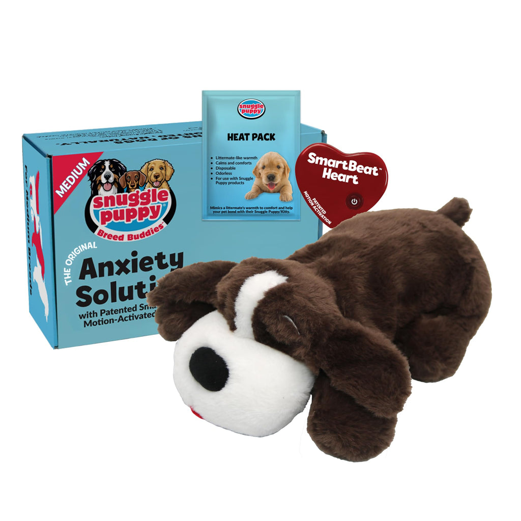 Snuggle Puppy Original Heartbeat Puppy Toy with Real-Feel Pulse & Heat Pack, Calming Sleep Aid for Puppy Anxiety, Crate Training, First Nights & New Puppy Transition - Biscuit
