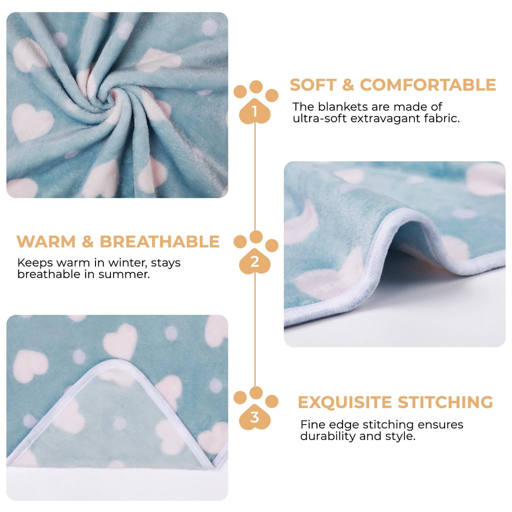 1 Pack 3 Blankets Super Soft Cute Dot Pattern Pet Blanket Flannel Throw for Dog Puppy Cat - Snuggle Blanket - Beige/Brown/Pink Small