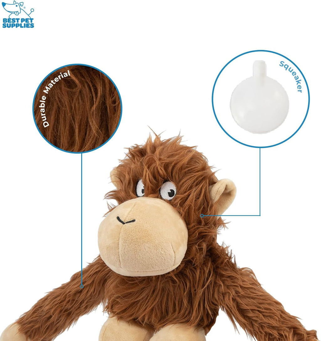 Best Pet Supplies Interactive Squeaky Dog Chew Toy, Ideal Dog Toys for Chewers, Small, Medium & Large Dogs, and Fetch Lovers - Crinkle Chicken (Brown), Large