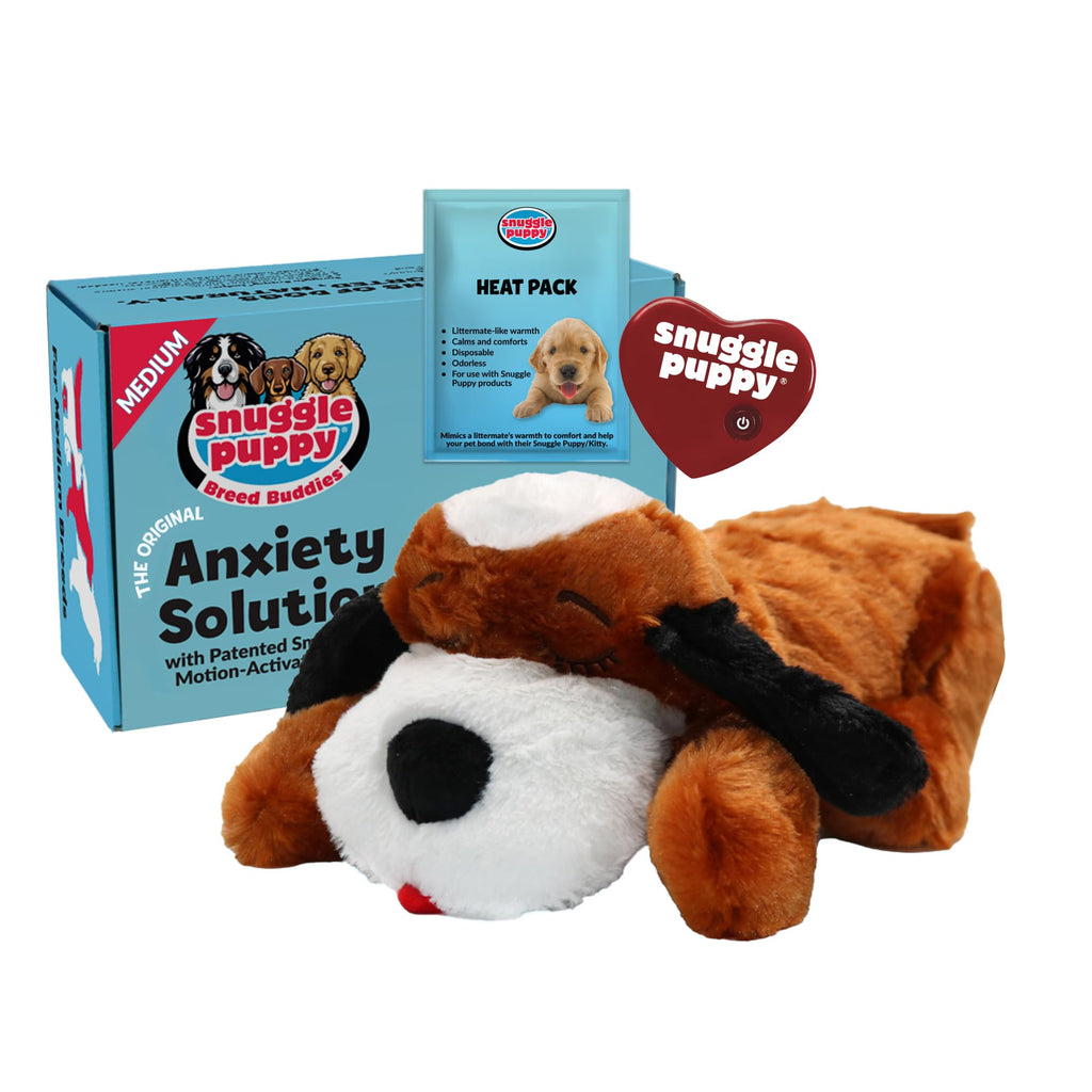 Snuggle Puppy Original Heartbeat Puppy Toy with Real-Feel Pulse & Heat Pack, Calming Sleep Aid for Puppy Anxiety, Crate Training, First Nights & New Puppy Transition - Biscuit