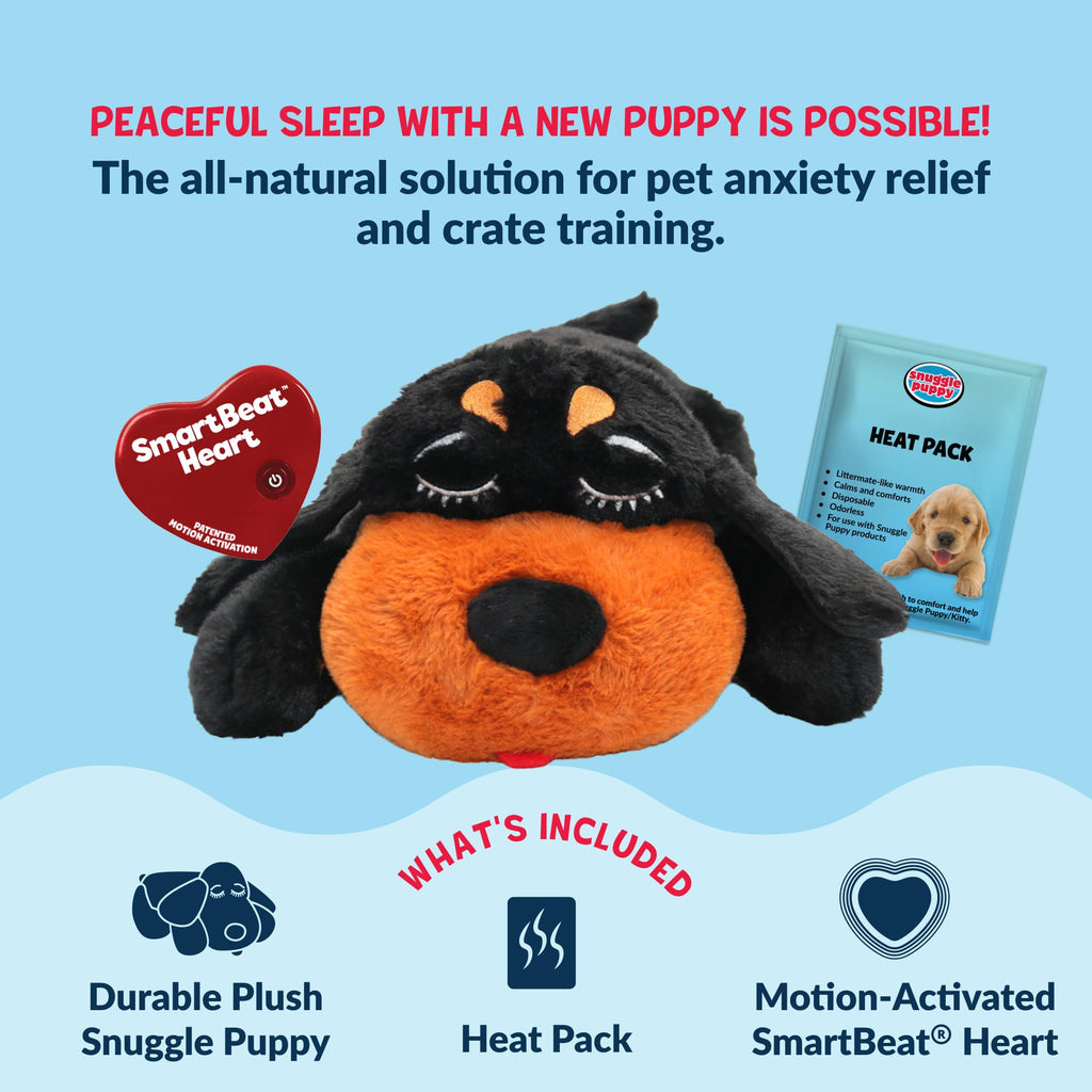 Snuggle Puppy Original Heartbeat Puppy Toy with Real-Feel Pulse & Heat Pack, Calming Sleep Aid for Puppy Anxiety, Crate Training, First Nights & New Puppy Transition - Biscuit