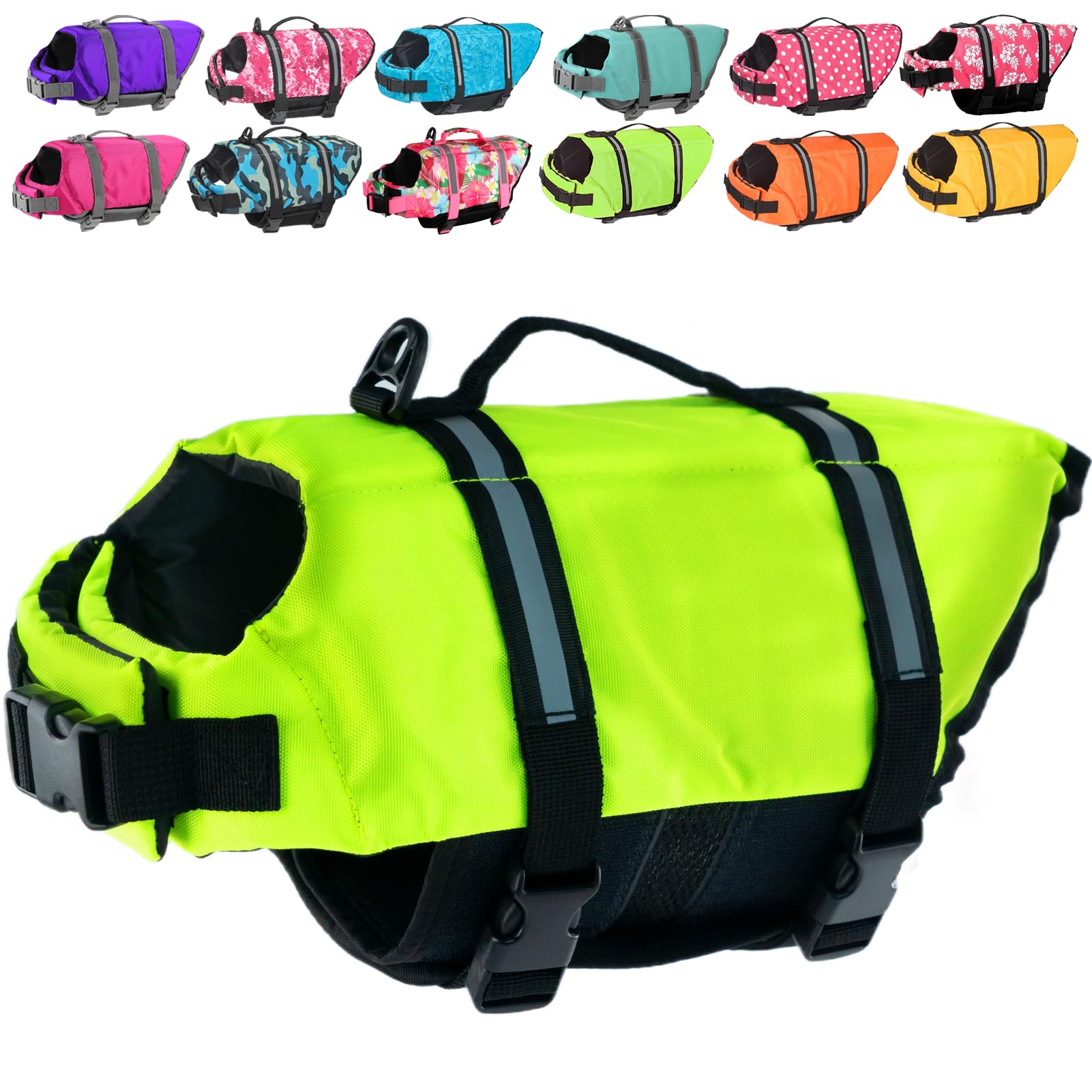 Doglay Dog Life Jacket, Dog Life Vest for Swimming Boating, Adjustable Puppy Life Jacket with Reflective Stripes, Superior Buoyancy Pet Swimming Vest for Small Medium and Large Dogs