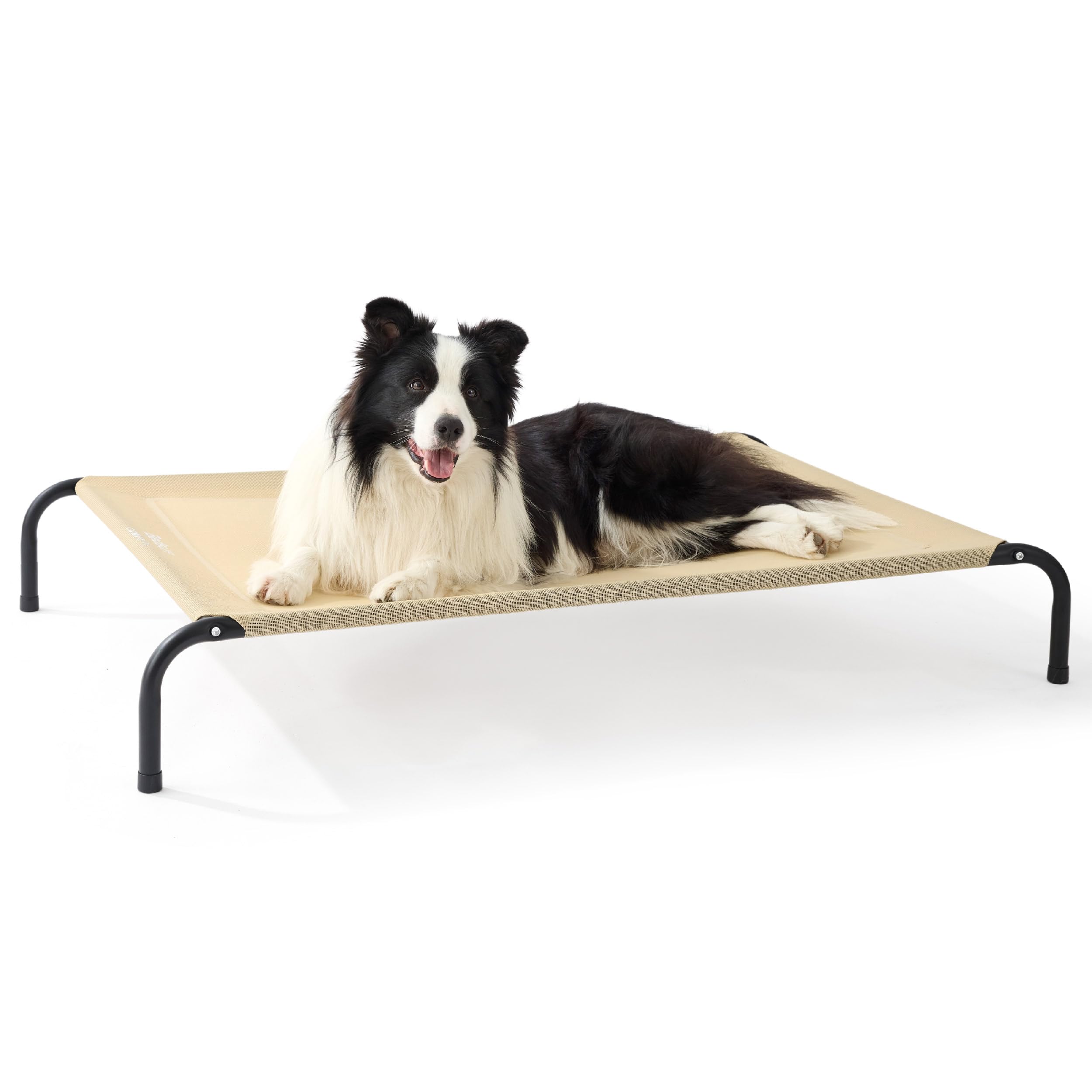 Bedsure Outdoor Elevated Dog Bed Large Sized Dog, Portable Indoor & Outdoor Cooling Raised Cot Pet Hammock Bed with Skid-Resistant Feet, Frame with Breathable Mesh, Grey, 49 inches