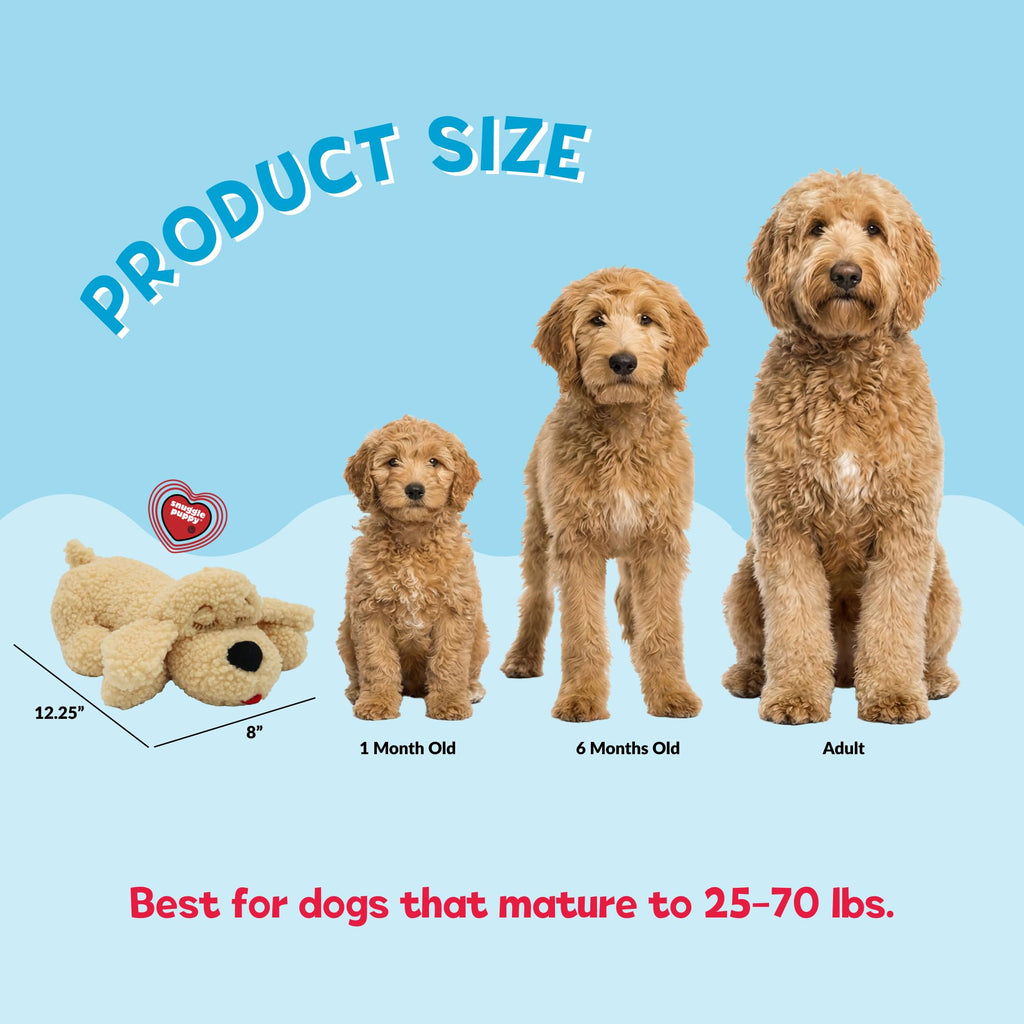 Snuggle Puppy Original Heartbeat Puppy Toy with Real-Feel Pulse & Heat Pack, Calming Sleep Aid for Puppy Anxiety, Crate Training, First Nights & New Puppy Transition - Biscuit