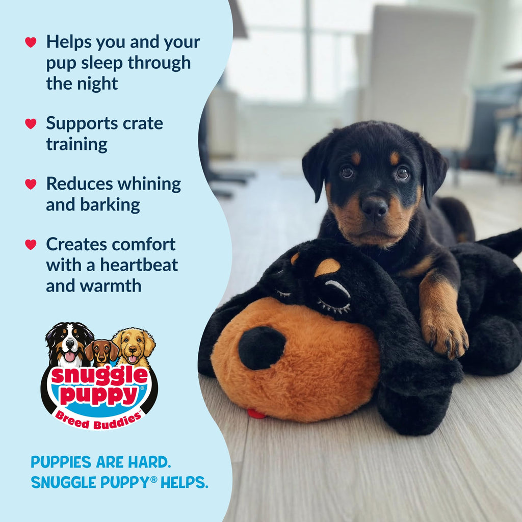 Snuggle Puppy Original Heartbeat Puppy Toy with Real-Feel Pulse & Heat Pack, Calming Sleep Aid for Puppy Anxiety, Crate Training, First Nights & New Puppy Transition - Biscuit