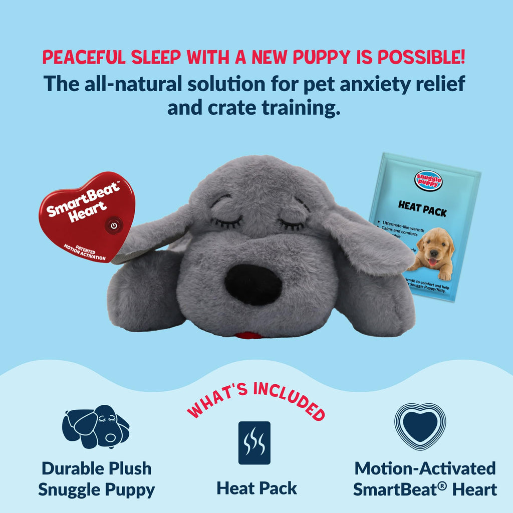 Snuggle Puppy Original Heartbeat Puppy Toy with Real-Feel Pulse & Heat Pack, Calming Sleep Aid for Puppy Anxiety, Crate Training, First Nights & New Puppy Transition - Biscuit