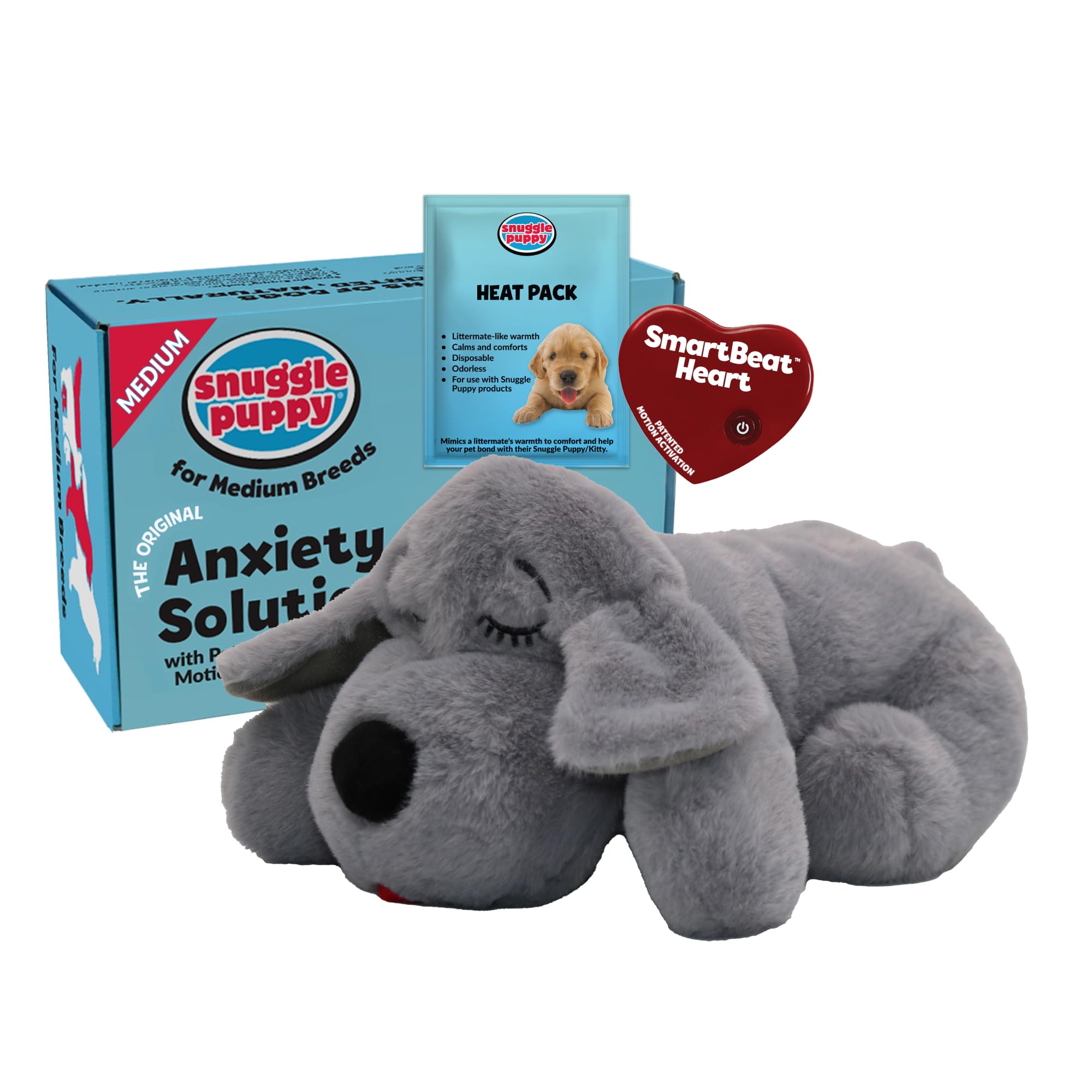 Snuggle Puppy Original Heartbeat Puppy Toy with Real-Feel Pulse & Heat Pack, Calming Sleep Aid for Puppy Anxiety, Crate Training, First Nights & New Puppy Transition - Biscuit