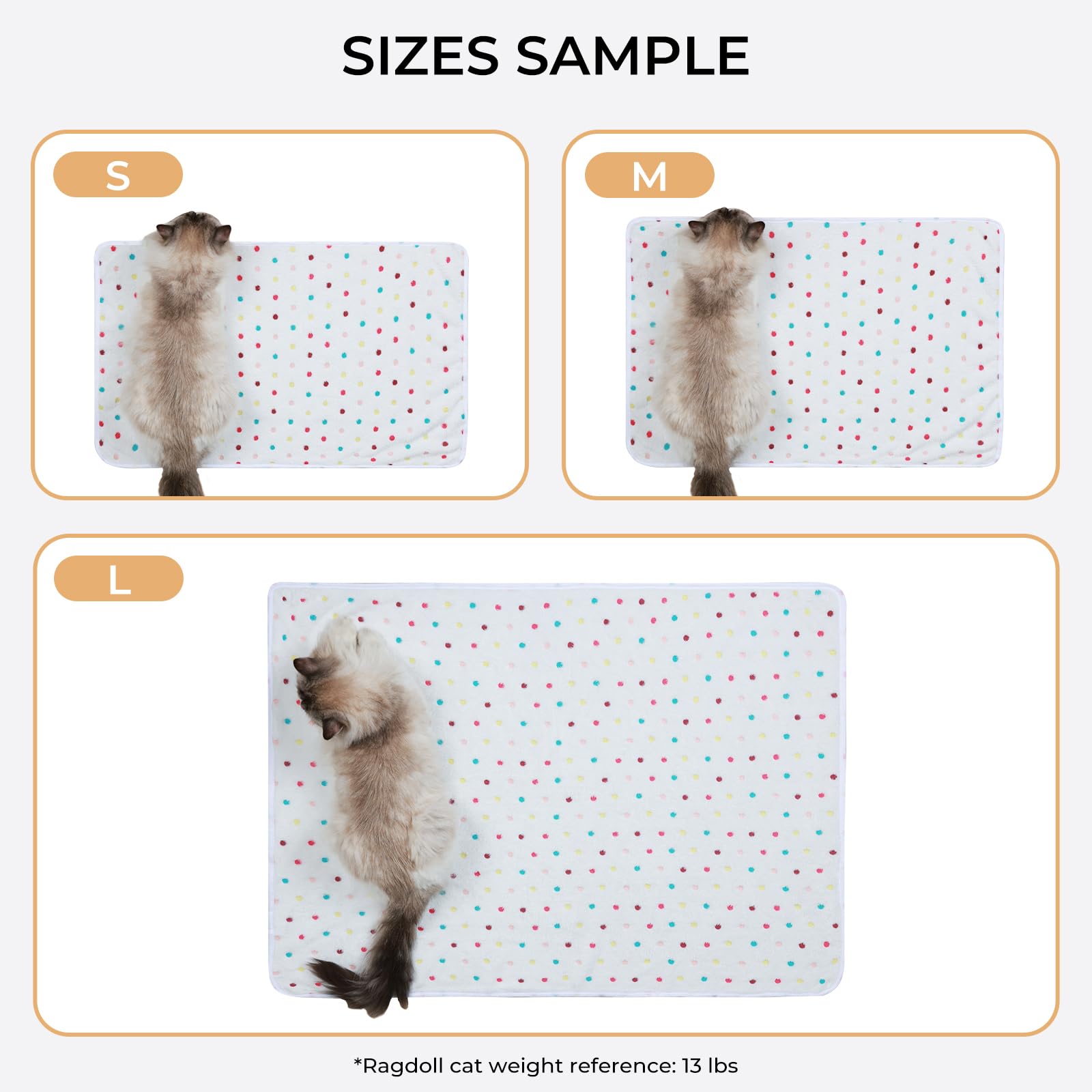 1 Pack 3 Blankets Super Soft Cute Dot Pattern Pet Blanket Flannel Throw for Dog Puppy Cat - Snuggle Blanket - Beige/Brown/Pink Small