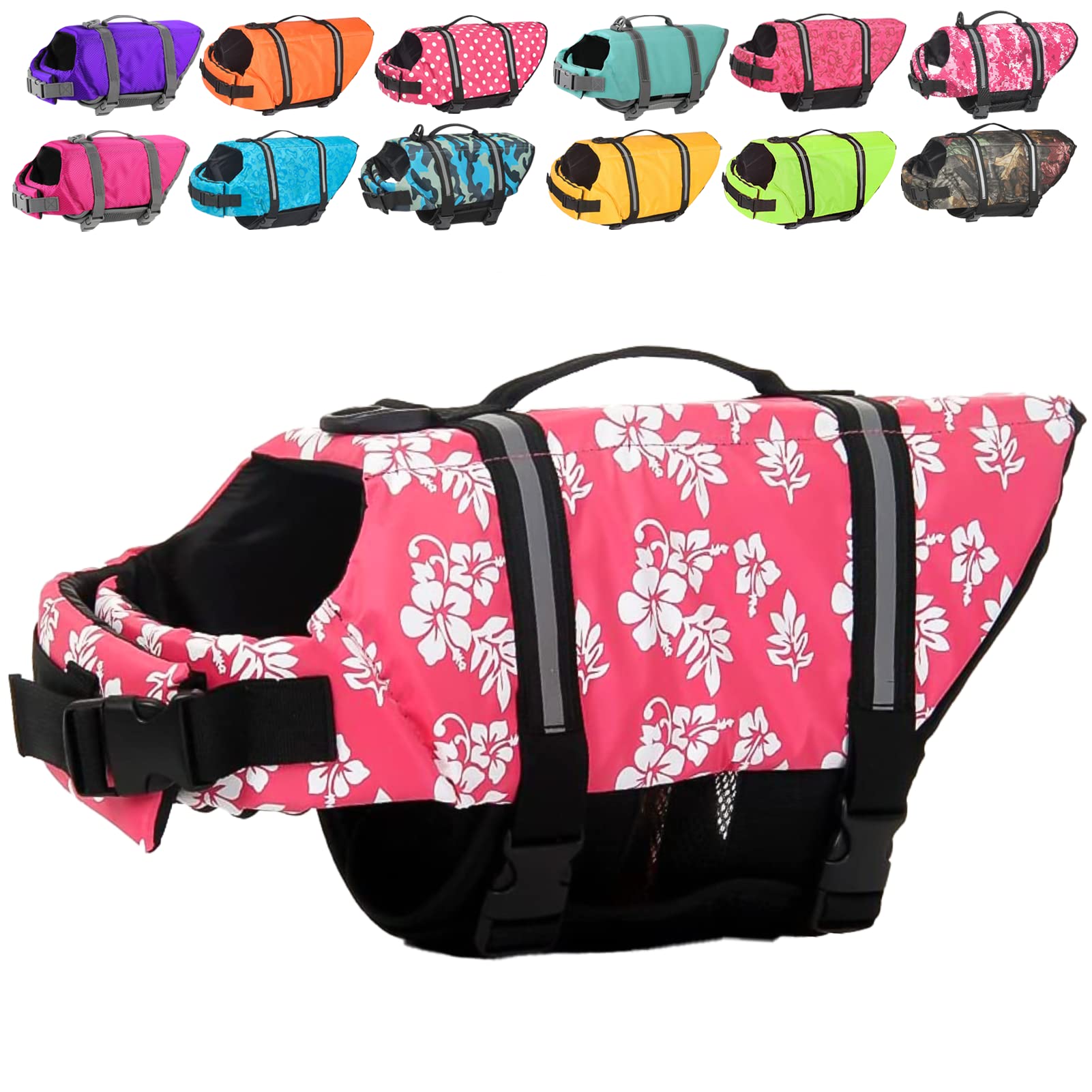 Doglay Dog Life Jacket, Dog Life Vest for Swimming Boating, Adjustable Puppy Life Jacket with Reflective Stripes, Superior Buoyancy Pet Swimming Vest for Small Medium and Large Dogs
