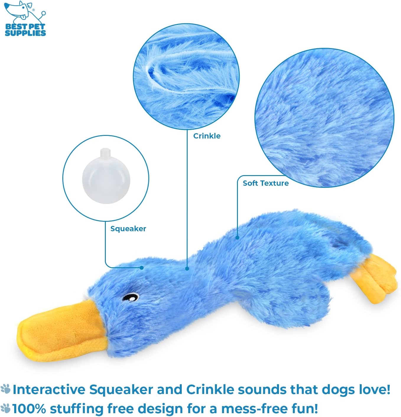 Best Pet Supplies Interactive Squeaky Dog Chew Toy, Ideal Dog Toys for Chewers, Small, Medium & Large Dogs, and Fetch Lovers - Crinkle Chicken (Brown), Large
