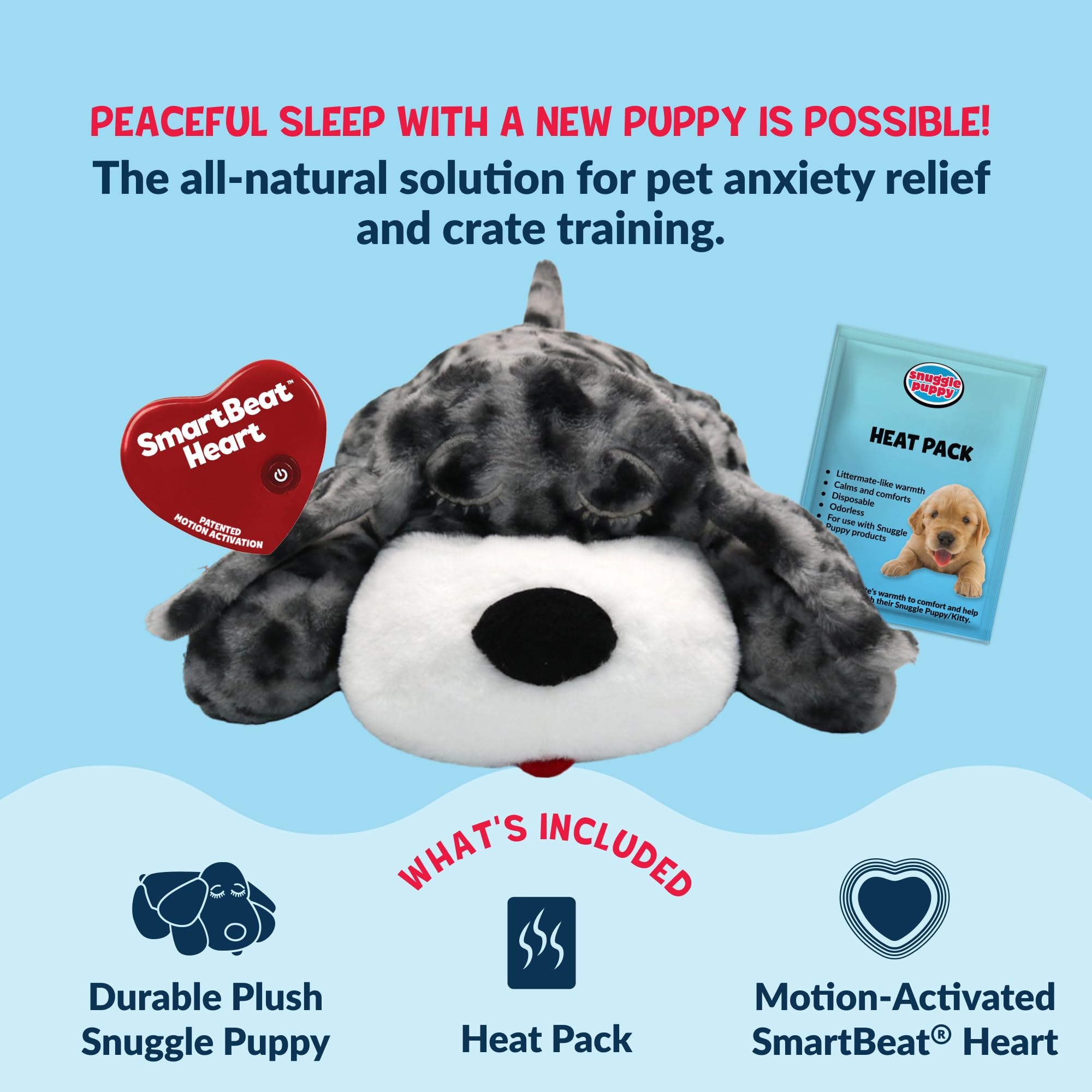 Snuggle Puppy Original Heartbeat Puppy Toy with Real-Feel Pulse & Heat Pack, Calming Sleep Aid for Puppy Anxiety, Crate Training, First Nights & New Puppy Transition - Biscuit