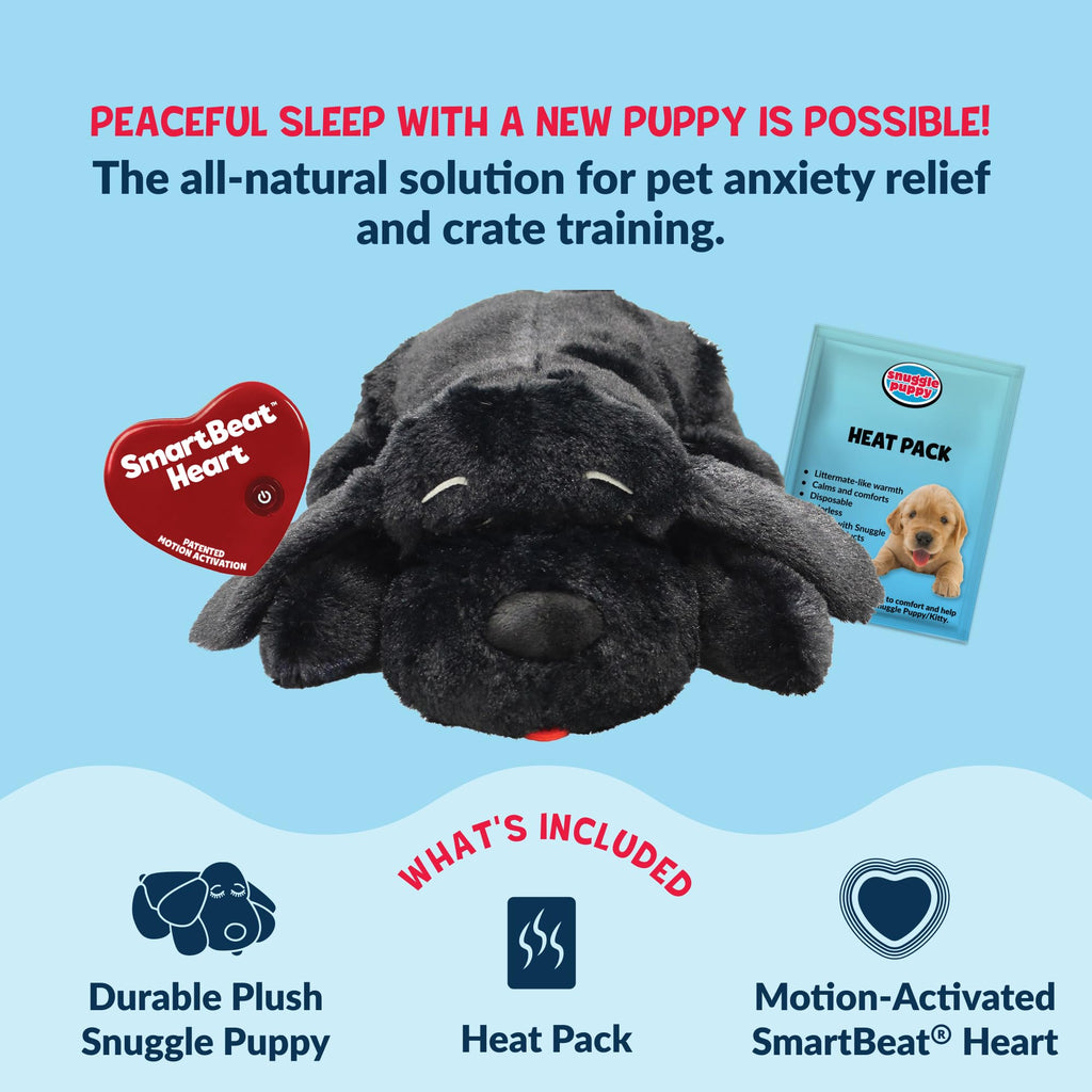 Snuggle Puppy Original Heartbeat Puppy Toy with Real-Feel Pulse & Heat Pack, Calming Sleep Aid for Puppy Anxiety, Crate Training, First Nights & New Puppy Transition - Biscuit
