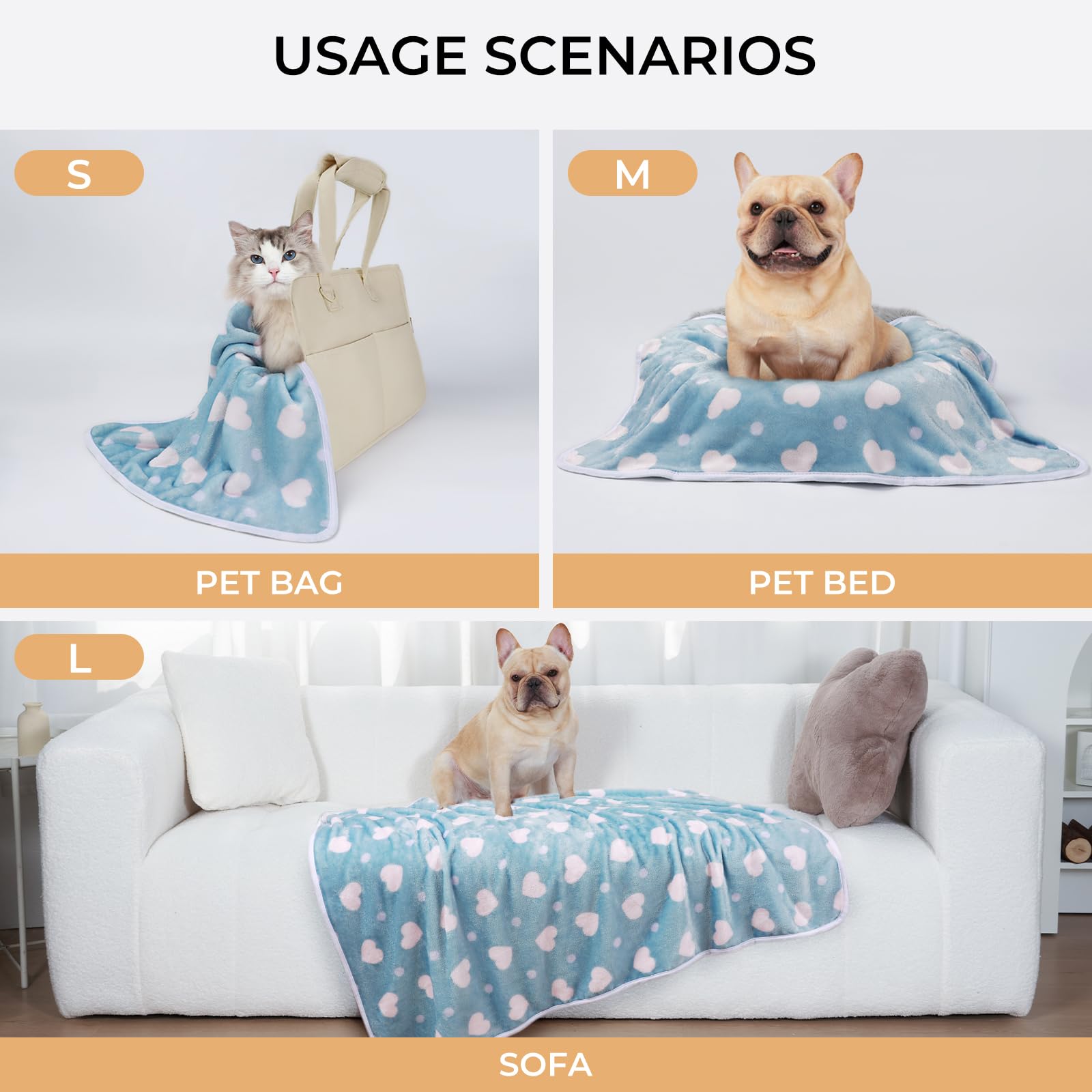 1 Pack 3 Blankets Super Soft Cute Dot Pattern Pet Blanket Flannel Throw for Dog Puppy Cat - Snuggle Blanket - Beige/Brown/Pink Small