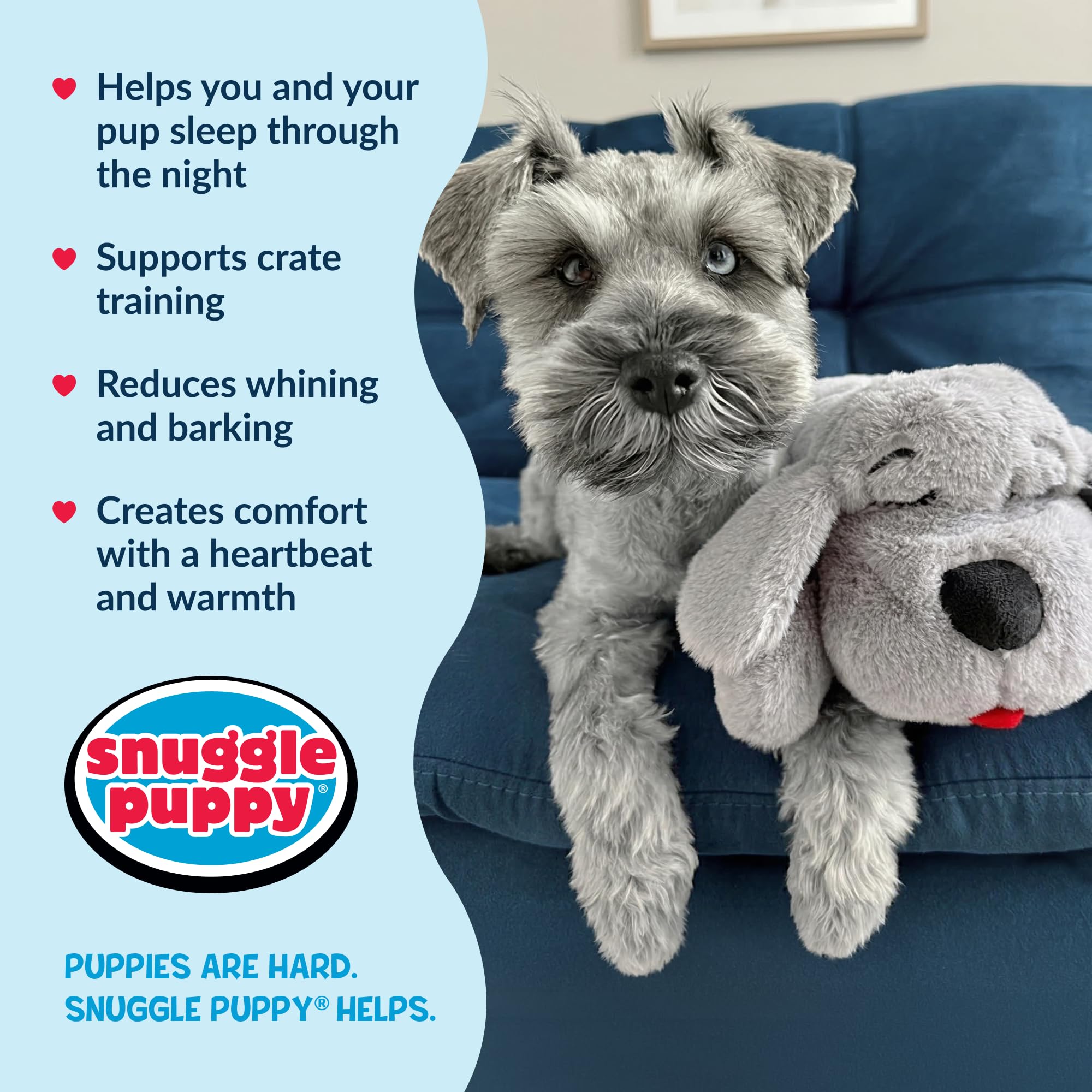 Snuggle Puppy Original Heartbeat Puppy Toy with Real-Feel Pulse & Heat Pack, Calming Sleep Aid for Puppy Anxiety, Crate Training, First Nights & New Puppy Transition - Biscuit
