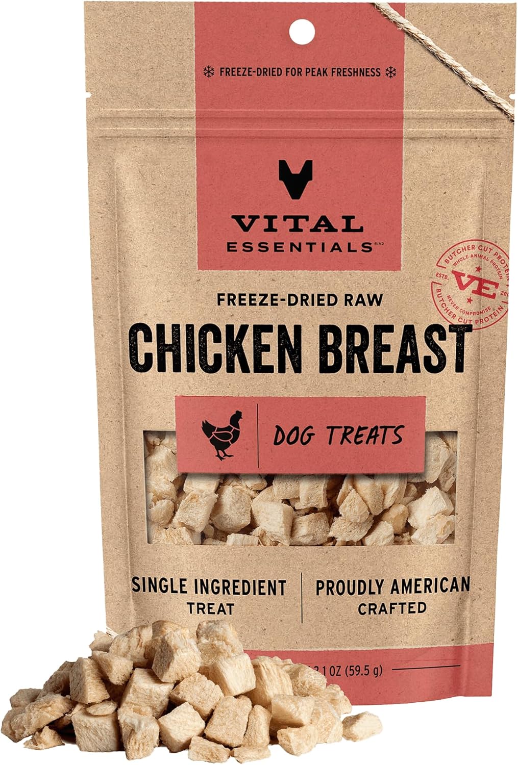 Vital Essentials Freeze Dried Dog Treats | Beef Liver, Single Ingredient | Premium Quality | Grain Free Training Treats for Dogs, 2.1 oz Bag