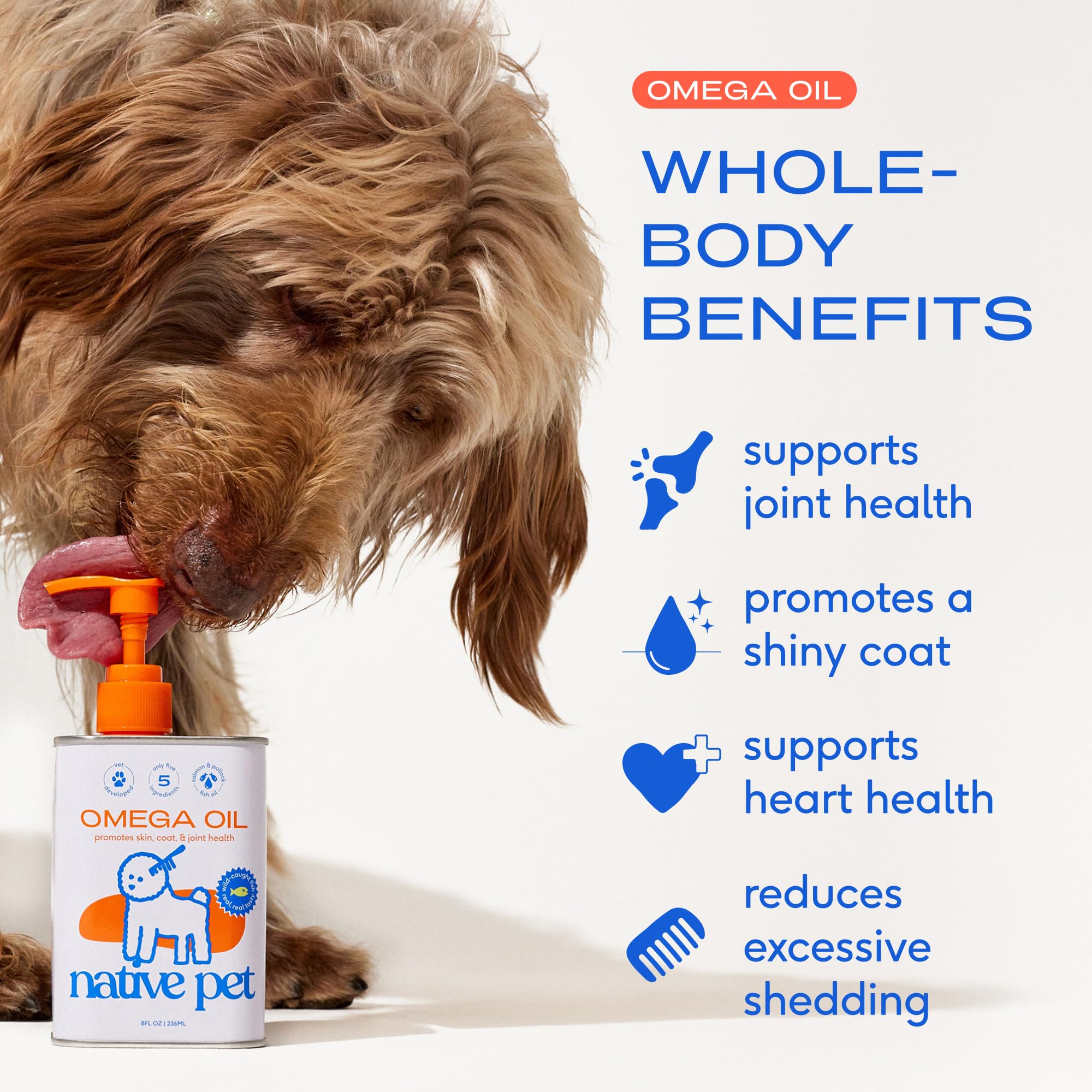 Native Pet Omega 3 Fish Oil for Dogs & Cats | Wild Alaskan Salmon Oil