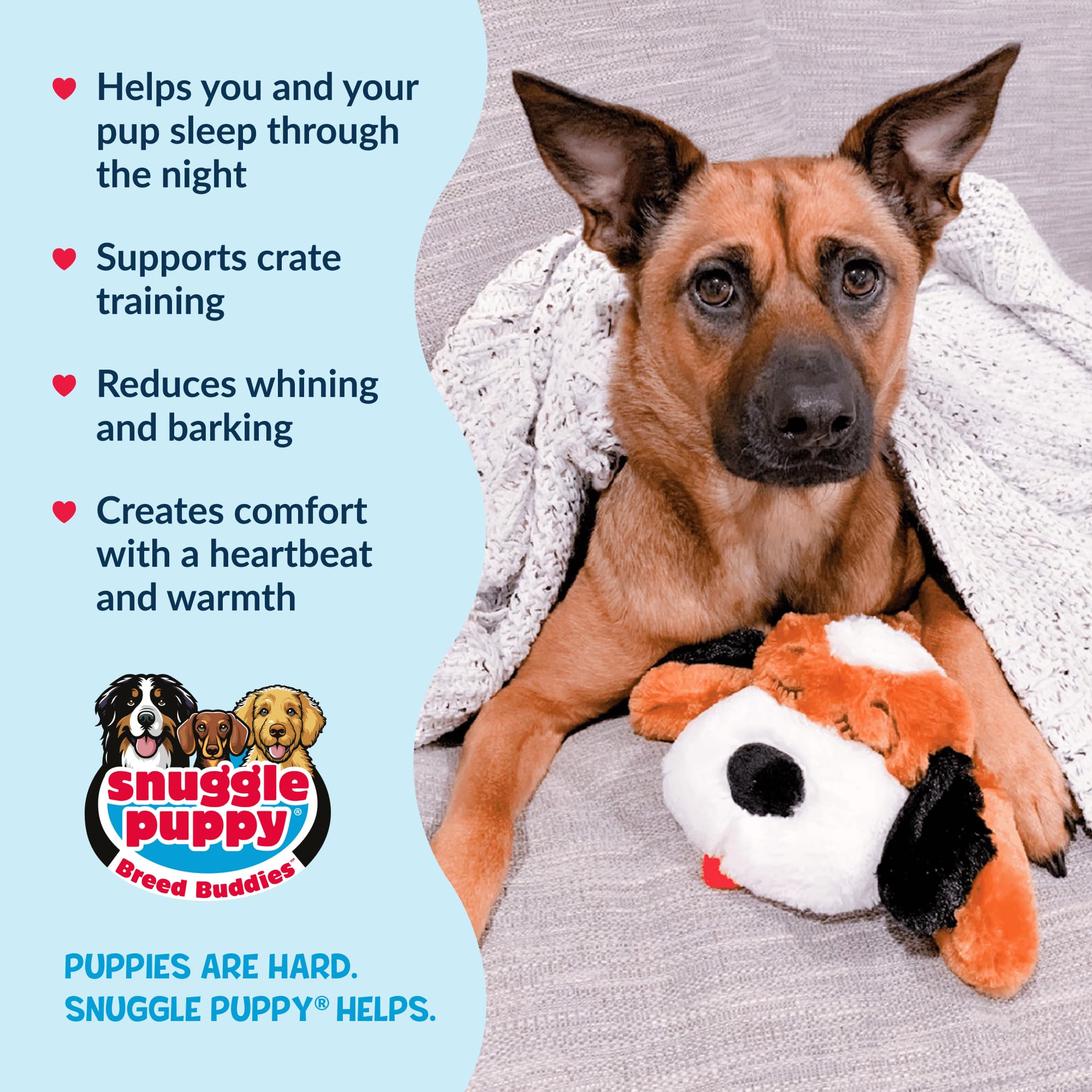 Snuggle Puppy Original Heartbeat Puppy Toy with Real-Feel Pulse & Heat Pack, Calming Sleep Aid for Puppy Anxiety, Crate Training, First Nights & New Puppy Transition - Biscuit