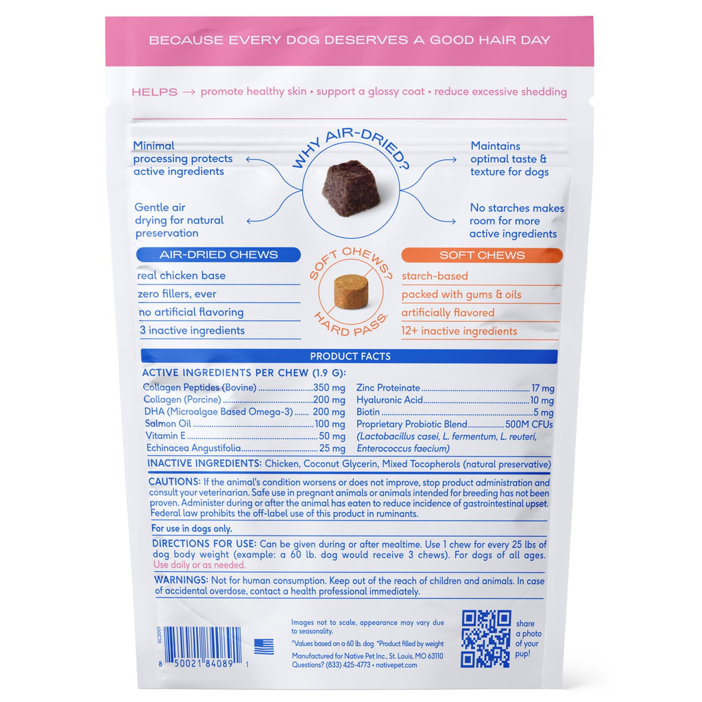 Native Pet Omega 3 Fish Oil for Dogs & Cats | Wild Alaskan Salmon Oil