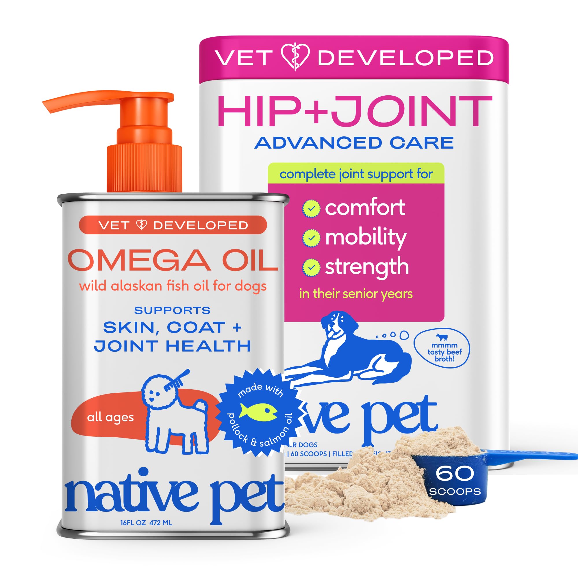 Native Pet Omega 3 Fish Oil for Dogs & Cats | Wild Alaskan Salmon Oil