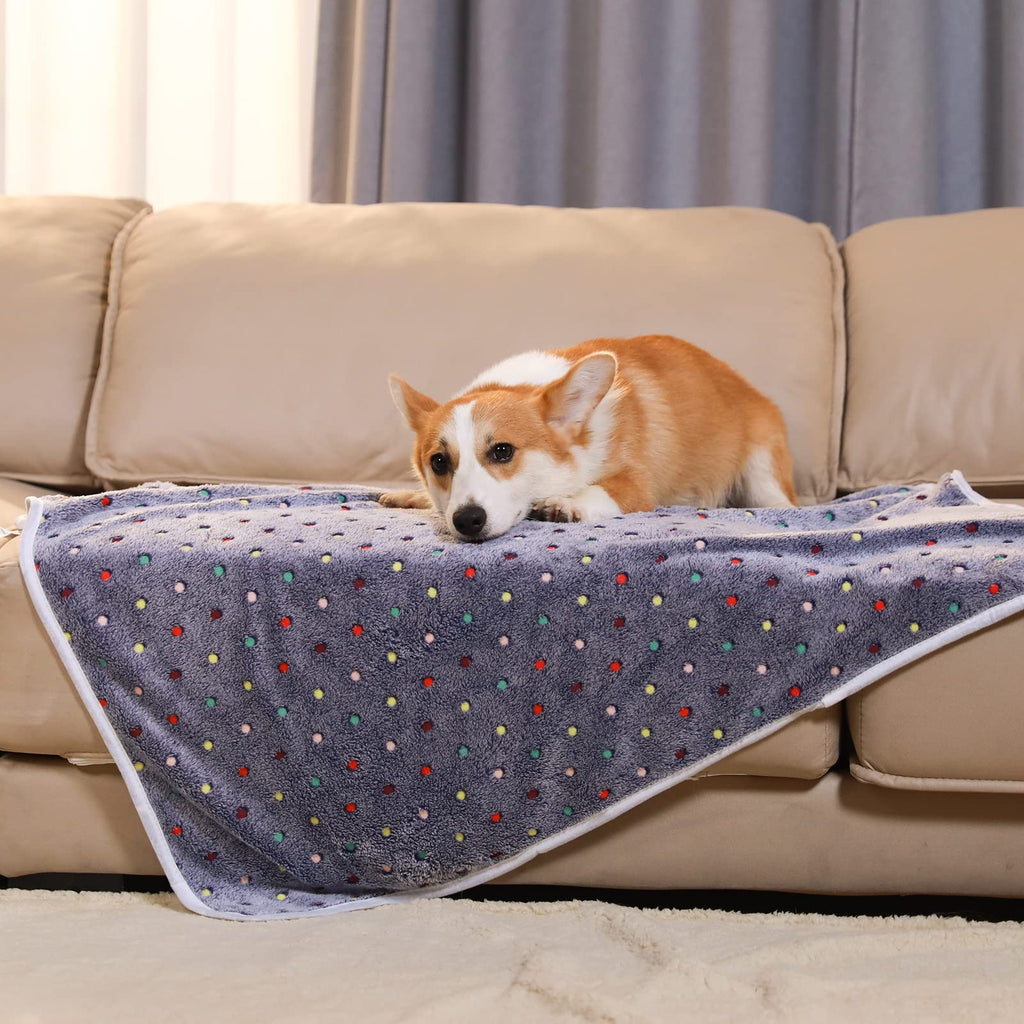 1 Pack 3 Blankets Super Soft Cute Dot Pattern Pet Blanket Flannel Throw for Dog Puppy Cat - Snuggle Blanket - Beige/Brown/Pink Small