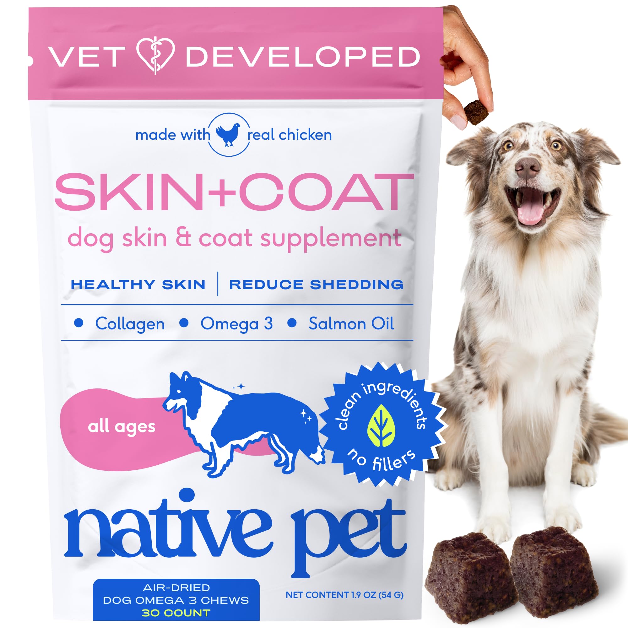 Native Pet Omega 3 Fish Oil for Dogs & Cats | Wild Alaskan Salmon Oil