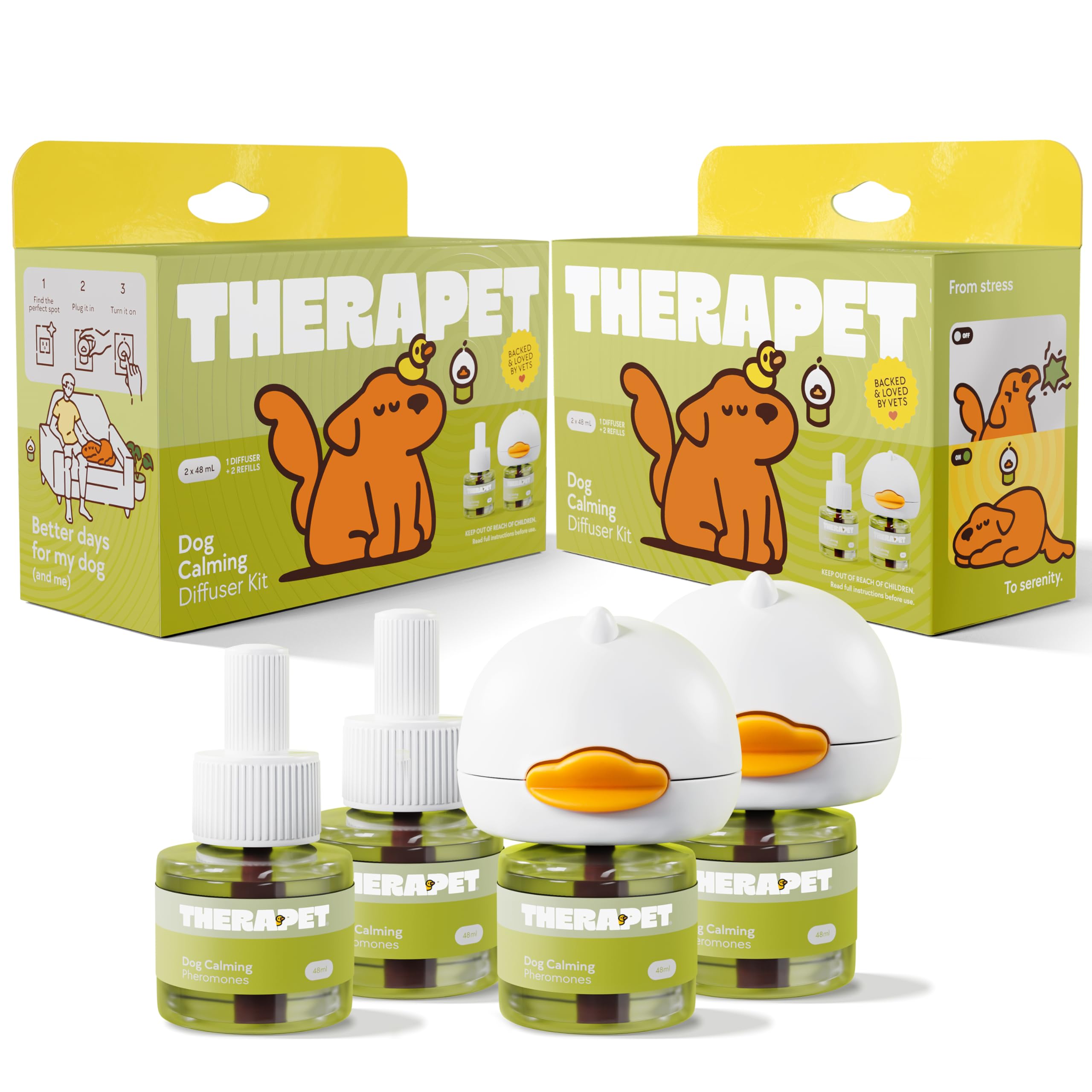 TheraPetMD 60-Day Dog Calming Diffuser Kit - Dog Pheromone Diffuser for Stress, Destructive Behavior, Pee Accidents, Separation Anxiety, Barking, Aggression & Chewing - 60-Day Refills Included