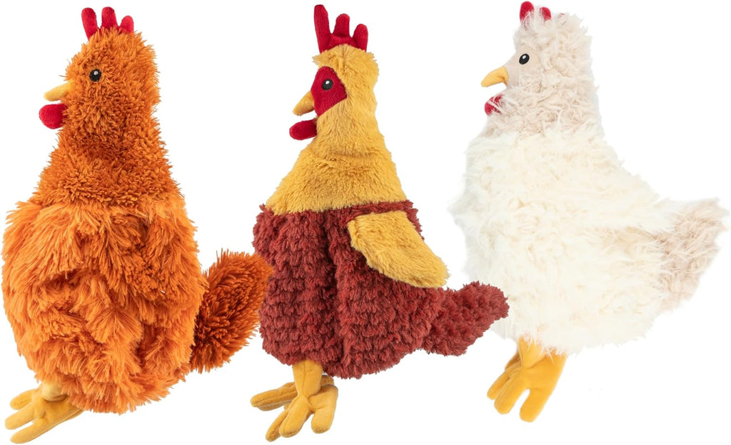 Best Pet Supplies Interactive Squeaky Dog Chew Toy, Ideal Dog Toys for Chewers, Small, Medium & Large Dogs, and Fetch Lovers - Crinkle Chicken (Brown), Large