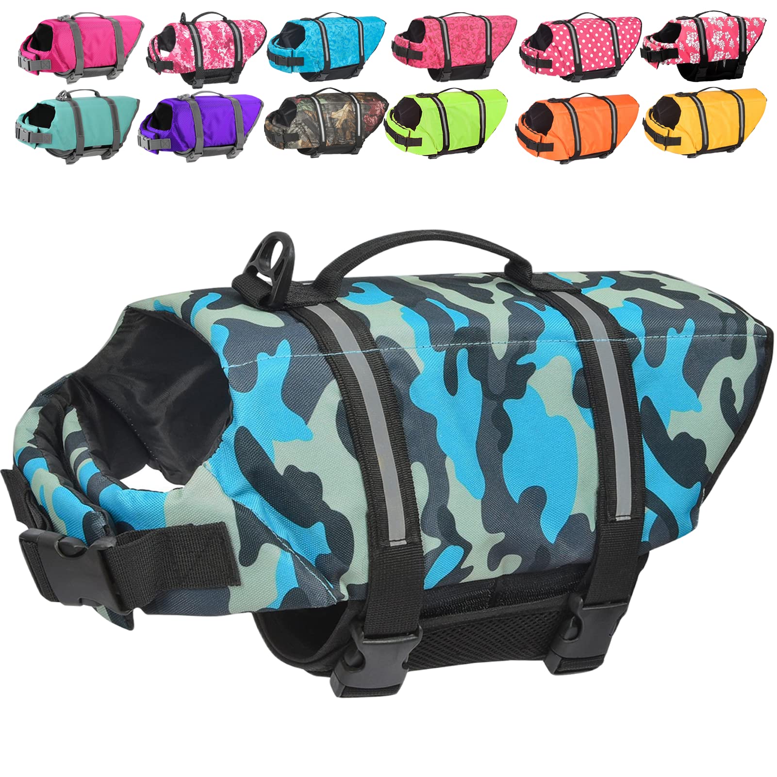 Doglay Dog Life Jacket, Dog Life Vest for Swimming Boating, Adjustable Puppy Life Jacket with Reflective Stripes, Superior Buoyancy Pet Swimming Vest for Small Medium and Large Dogs