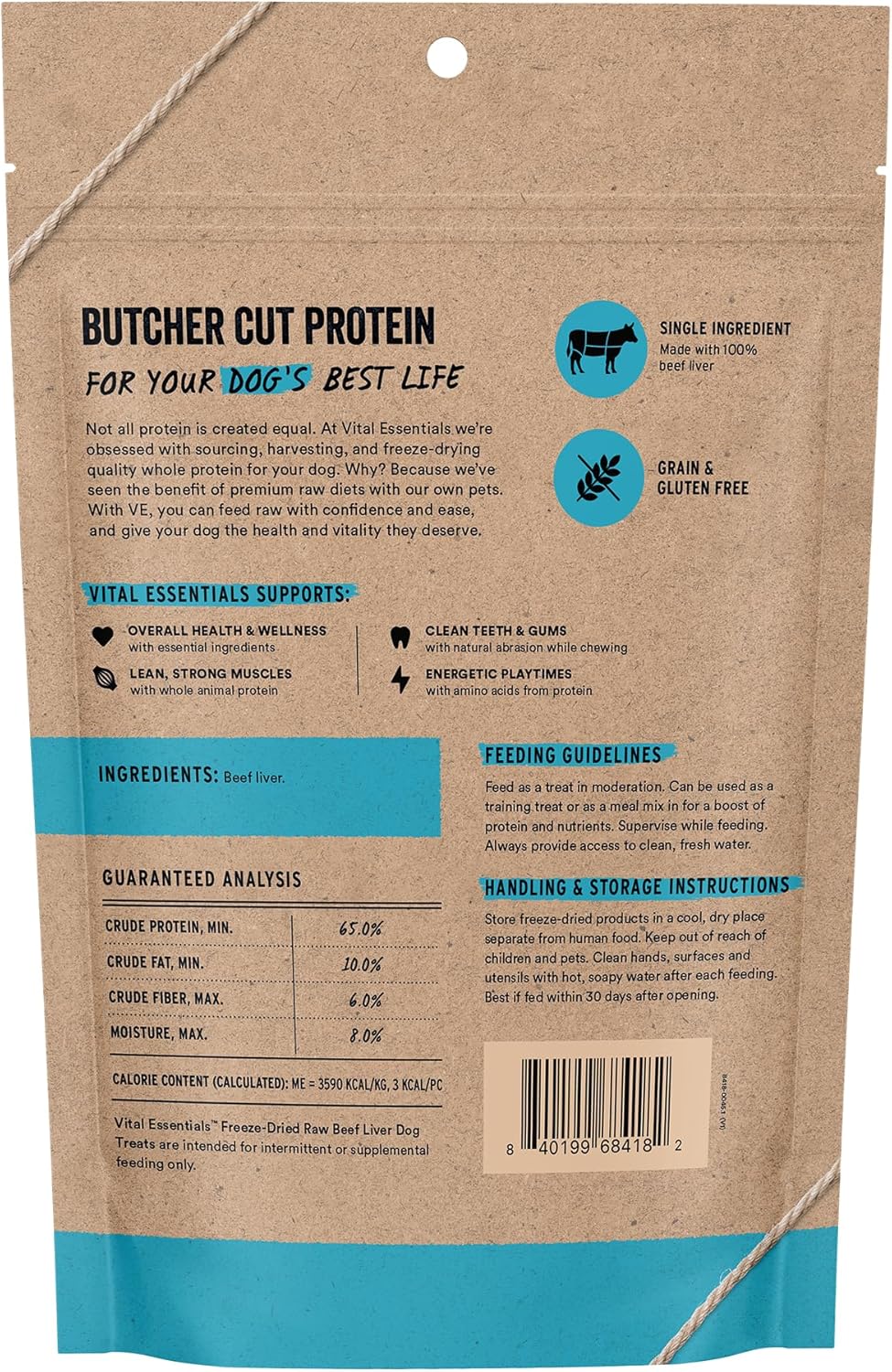 Vital Essentials Freeze Dried Dog Treats | Beef Liver, Single Ingredient | Premium Quality | Grain Free Training Treats for Dogs, 2.1 oz Bag