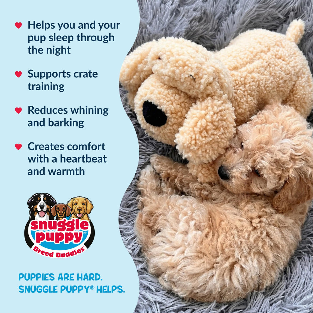 Snuggle Puppy Original Heartbeat Puppy Toy with Real-Feel Pulse & Heat Pack, Calming Sleep Aid for Puppy Anxiety, Crate Training, First Nights & New Puppy Transition - Biscuit