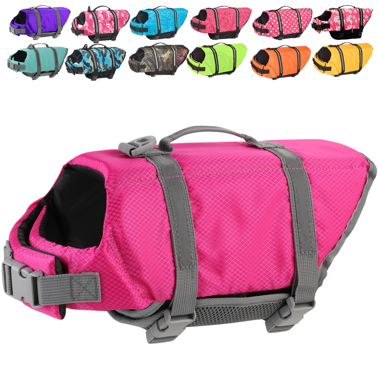 Doglay Dog Life Jacket, Dog Life Vest for Swimming Boating, Adjustable Puppy Life Jacket with Reflective Stripes, Superior Buoyancy Pet Swimming Vest for Small Medium and Large Dogs