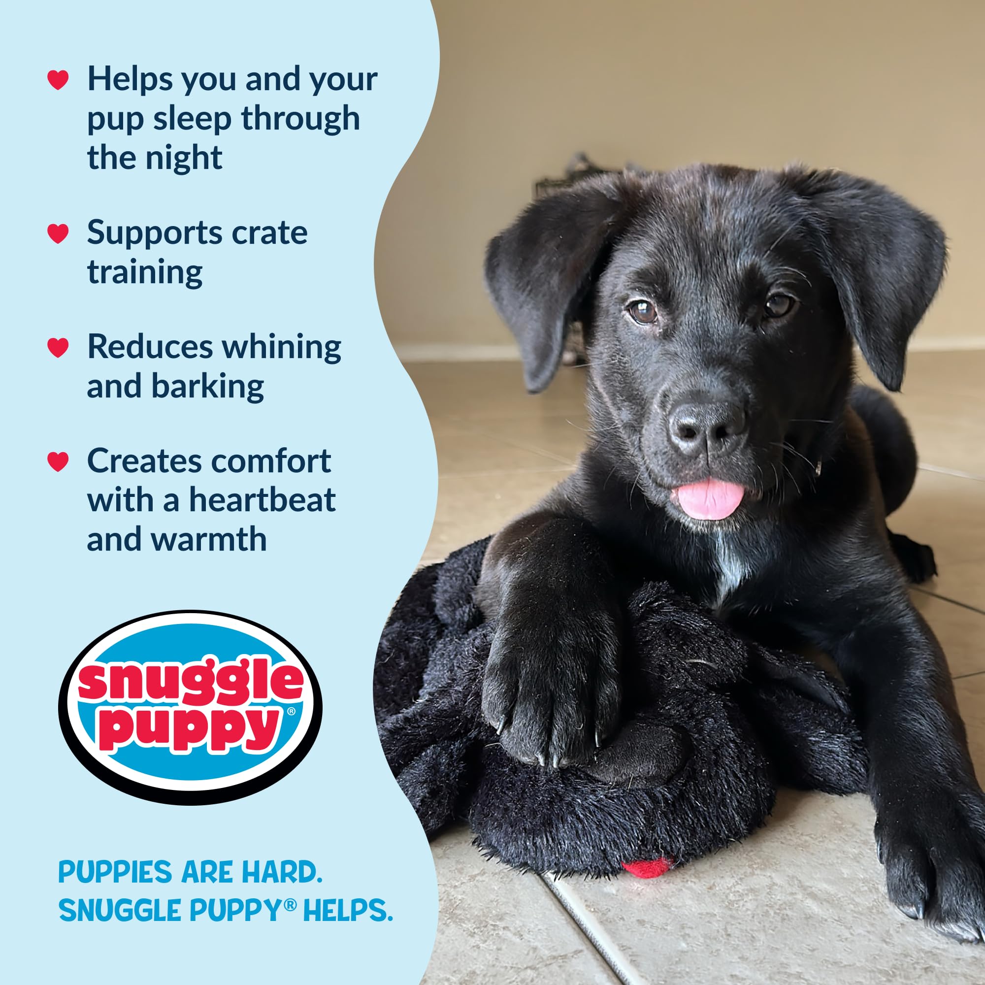 Snuggle Puppy Original Heartbeat Puppy Toy with Real-Feel Pulse & Heat Pack, Calming Sleep Aid for Puppy Anxiety, Crate Training, First Nights & New Puppy Transition - Biscuit