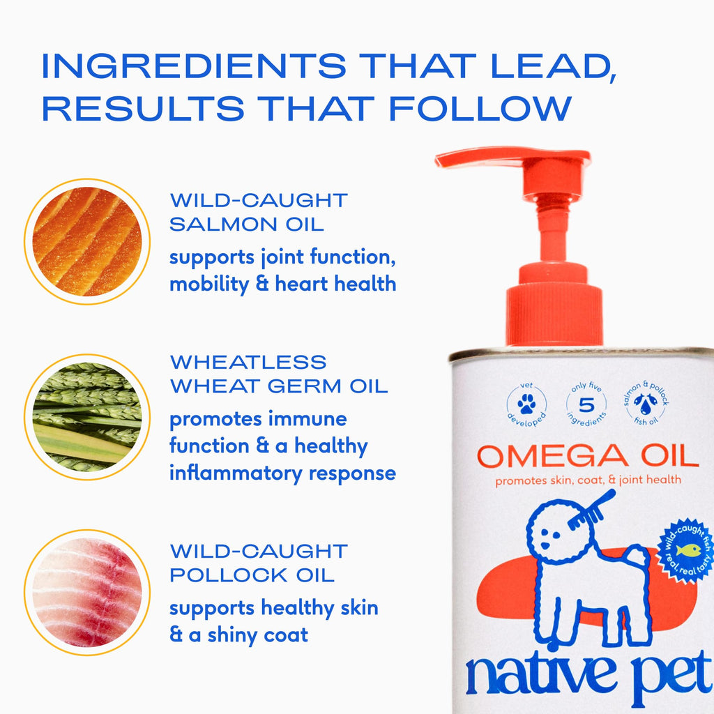 Native Pet Omega 3 Fish Oil for Dogs & Cats | Wild Alaskan Salmon Oil