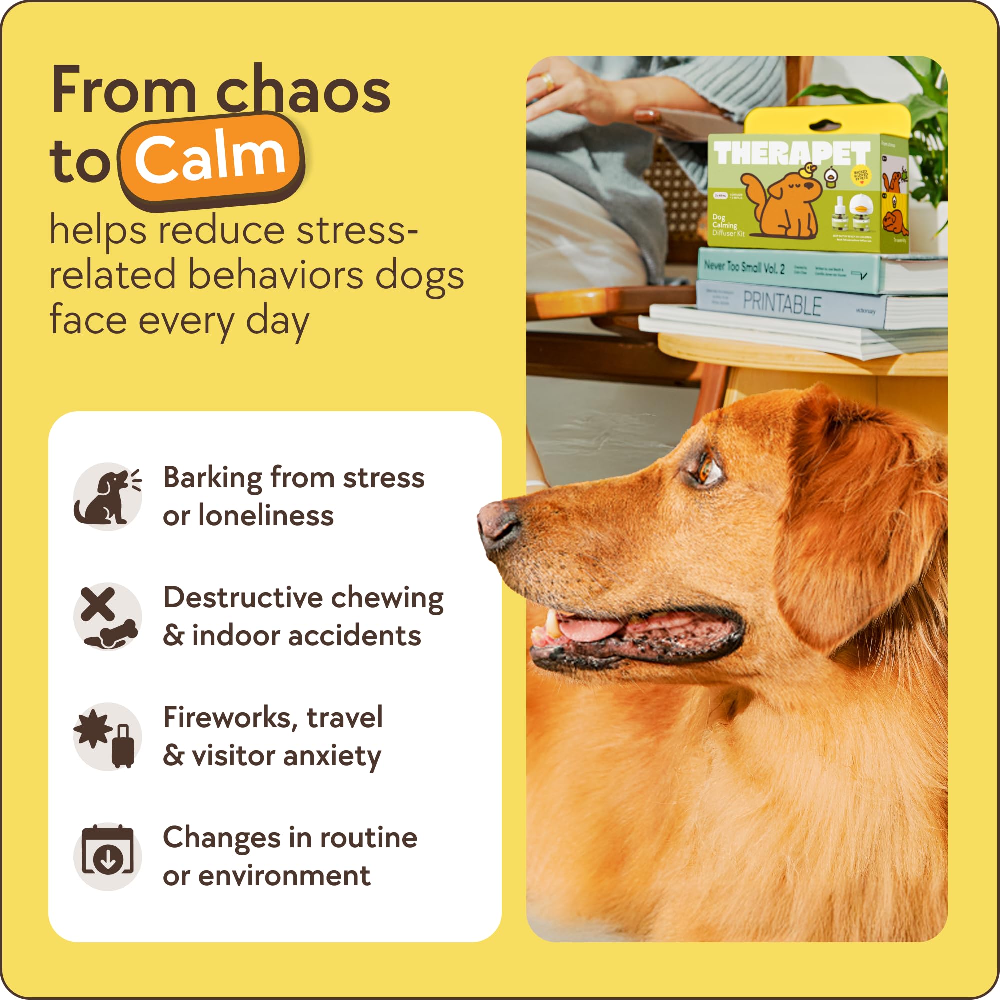 TheraPetMD 60-Day Dog Calming Diffuser Kit - Dog Pheromone Diffuser for Stress, Destructive Behavior, Pee Accidents, Separation Anxiety, Barking, Aggression & Chewing - 60-Day Refills Included