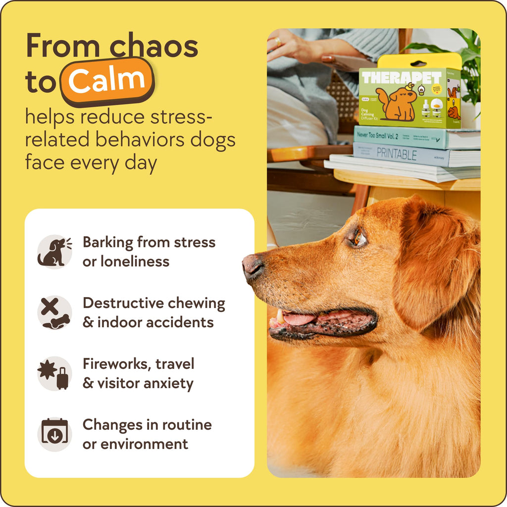 TheraPetMD 60-Day Dog Calming Diffuser Kit - Dog Pheromone Diffuser for Stress, Destructive Behavior, Pee Accidents, Separation Anxiety, Barking, Aggression & Chewing - 60-Day Refills Included