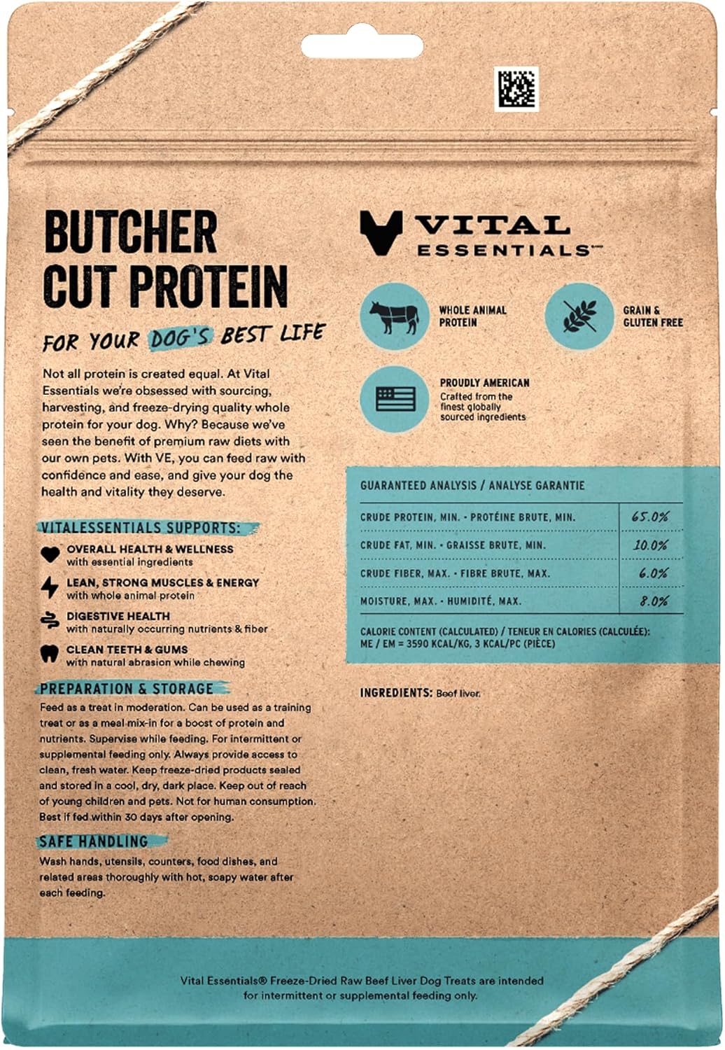 Vital Essentials Freeze Dried Dog Treats | Beef Liver, Single Ingredient | Premium Quality | Grain Free Training Treats for Dogs, 2.1 oz Bag